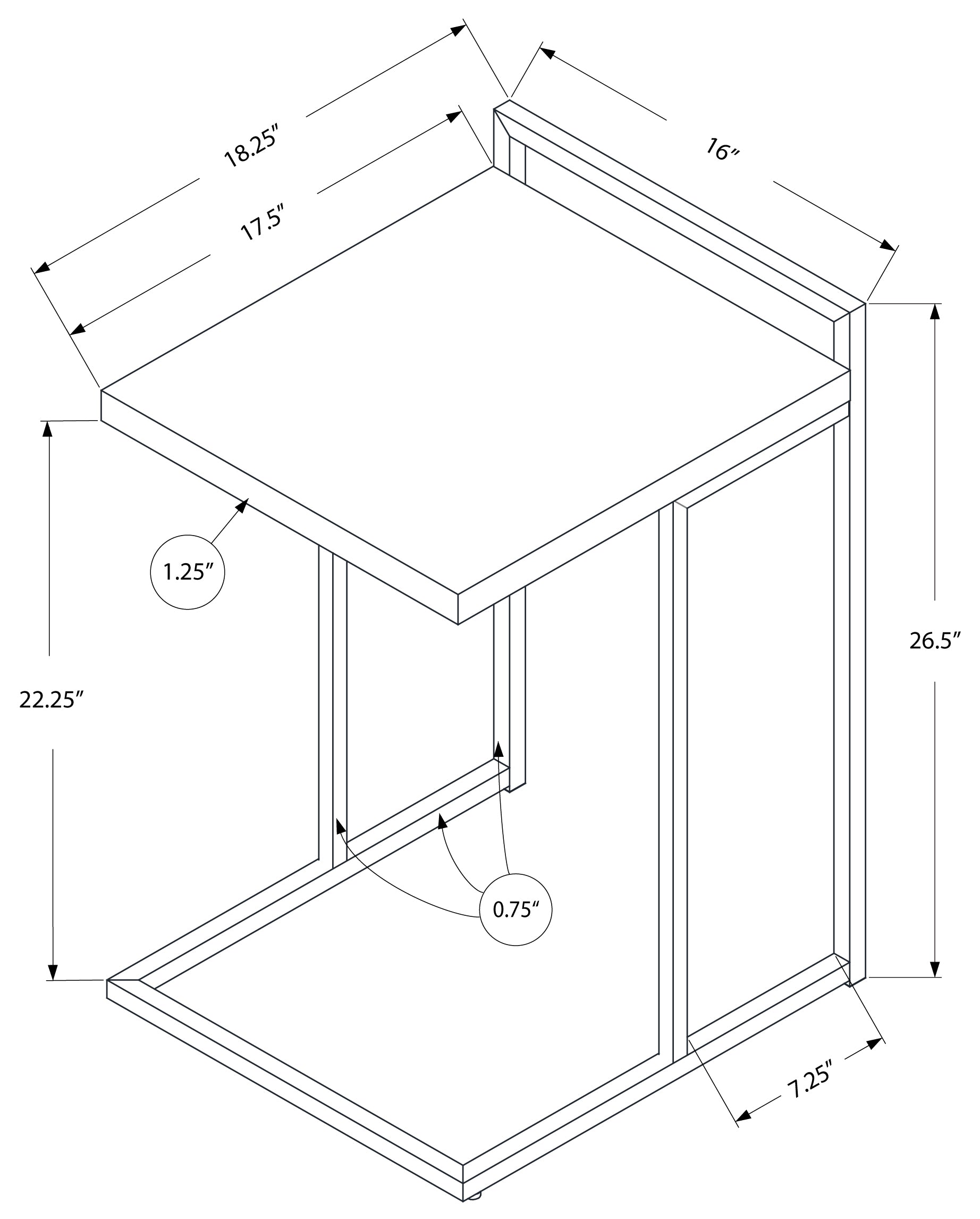 ACCENT TABLE - 25"H / BROWN RECLAIMED WOOD / BLACK METAL
