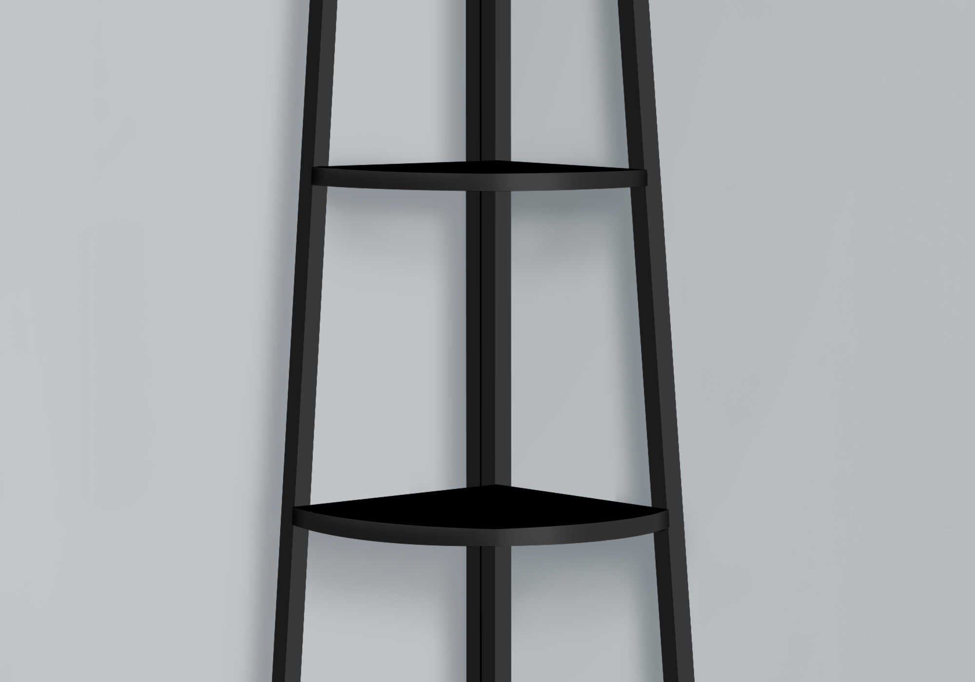 BOOKCASE - 60"H / BLACK / BLACK METAL CORNER ETAGERE