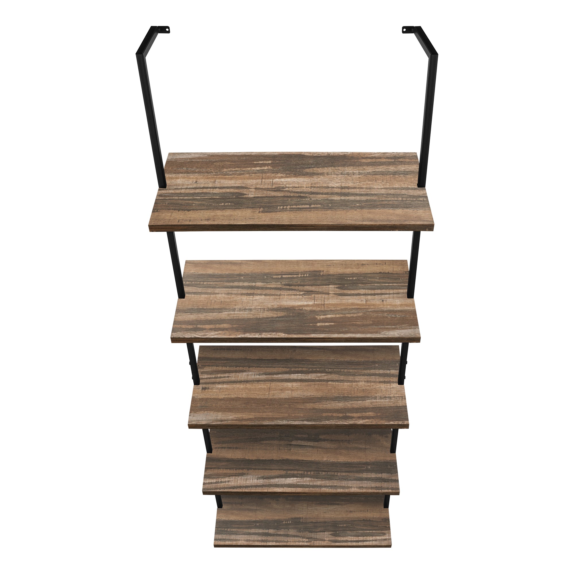 BOOKCASE - 72"H LADDER BROWN RECLAIMED / BLACK METAL