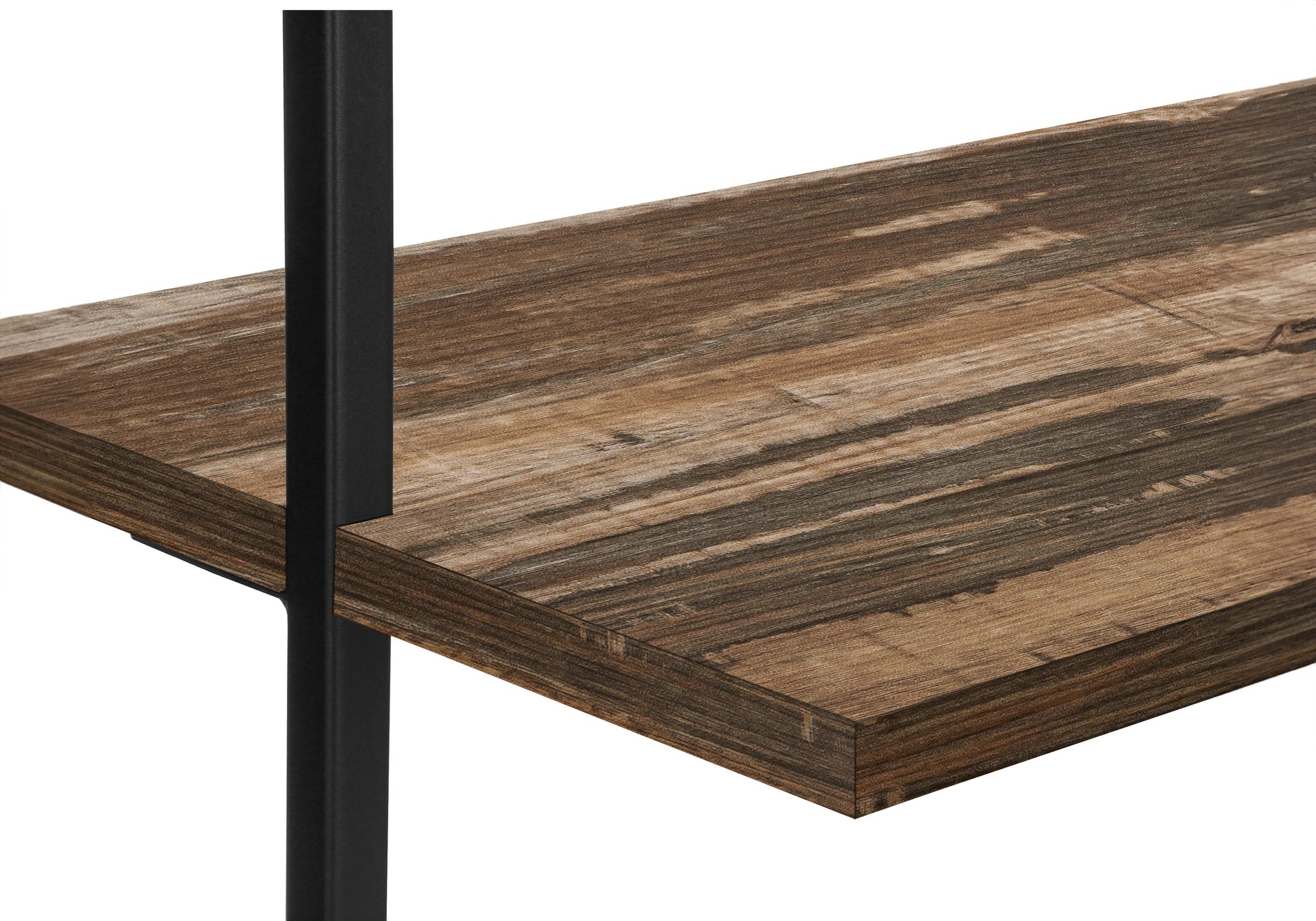 BOOKCASE - 72"H LADDER BROWN RECLAIMED / BLACK METAL
