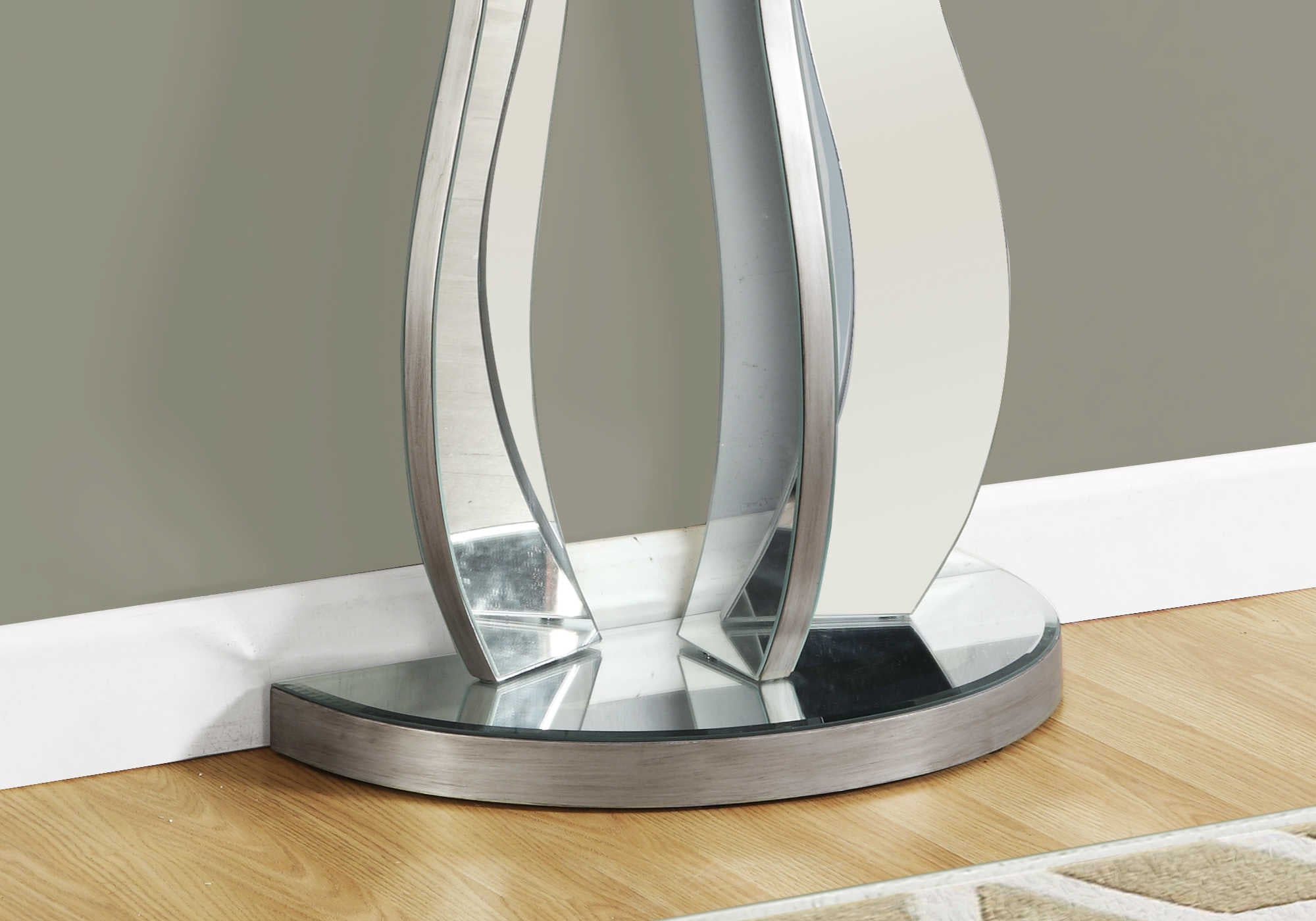 TABLE D'APPOINT - 36"L / ARGENT BROSSÉ / MIROIR