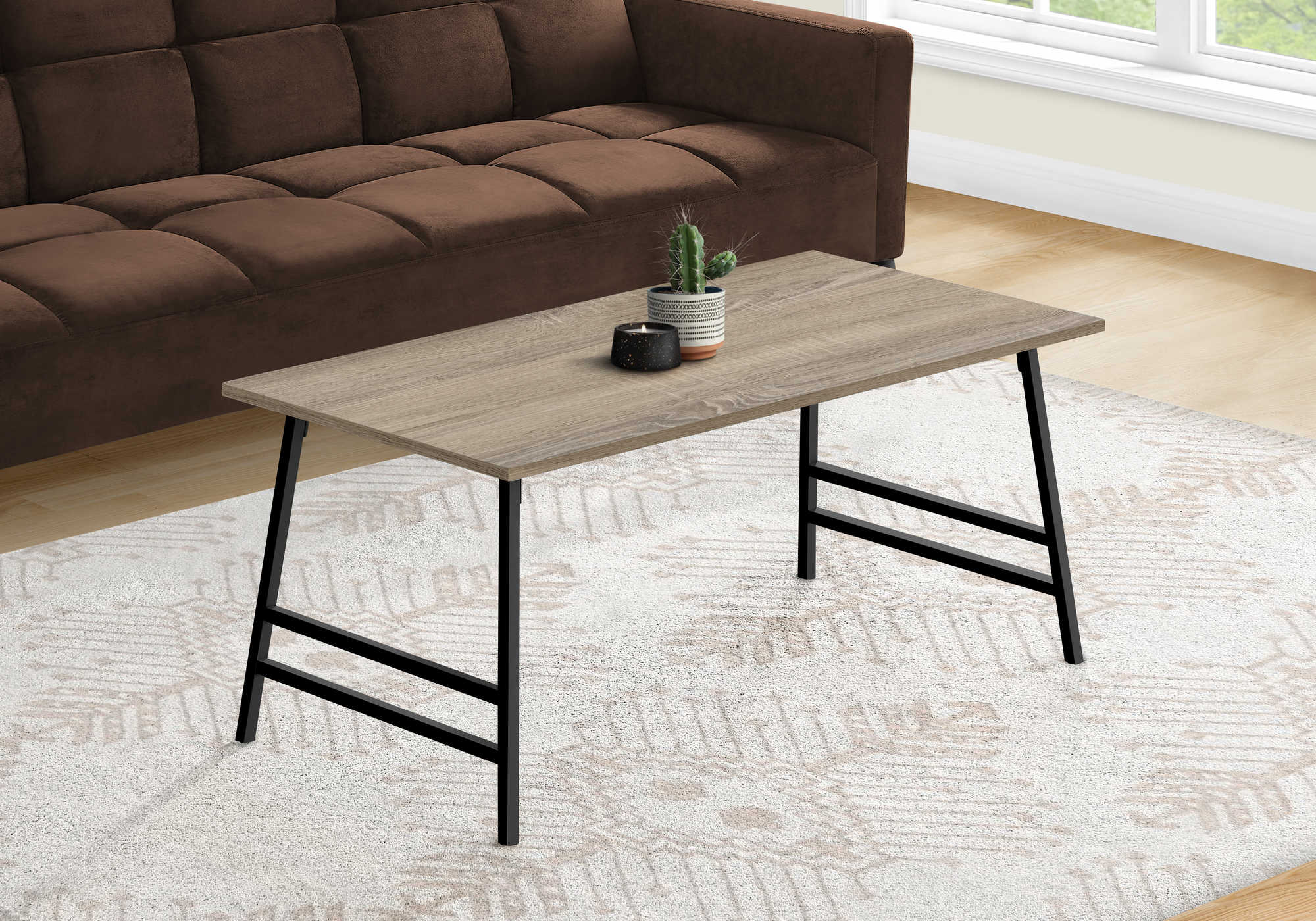 TABLE BASSE - 40"L / TAUPE FONCÉ / MÉTAL NOIR