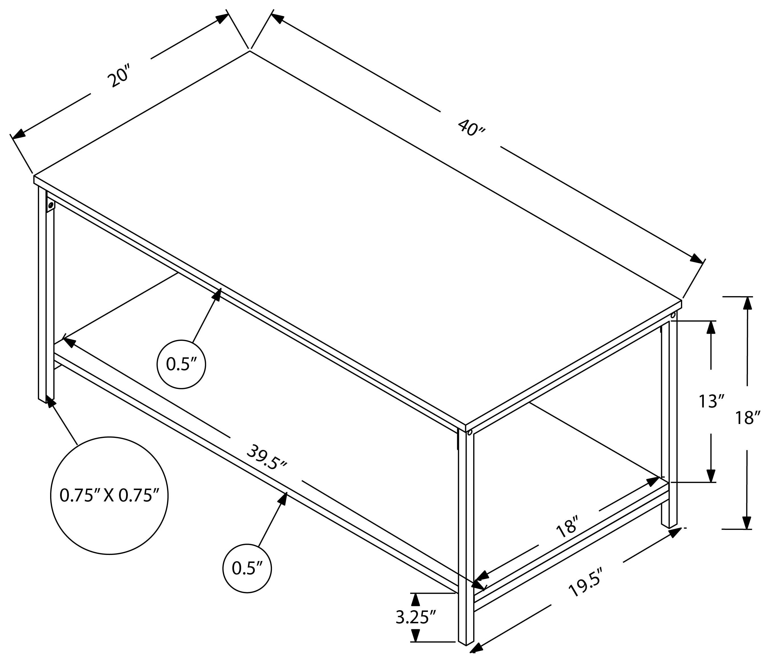 COFFEE TABLE - 40"L / WHITE / SILVER METAL