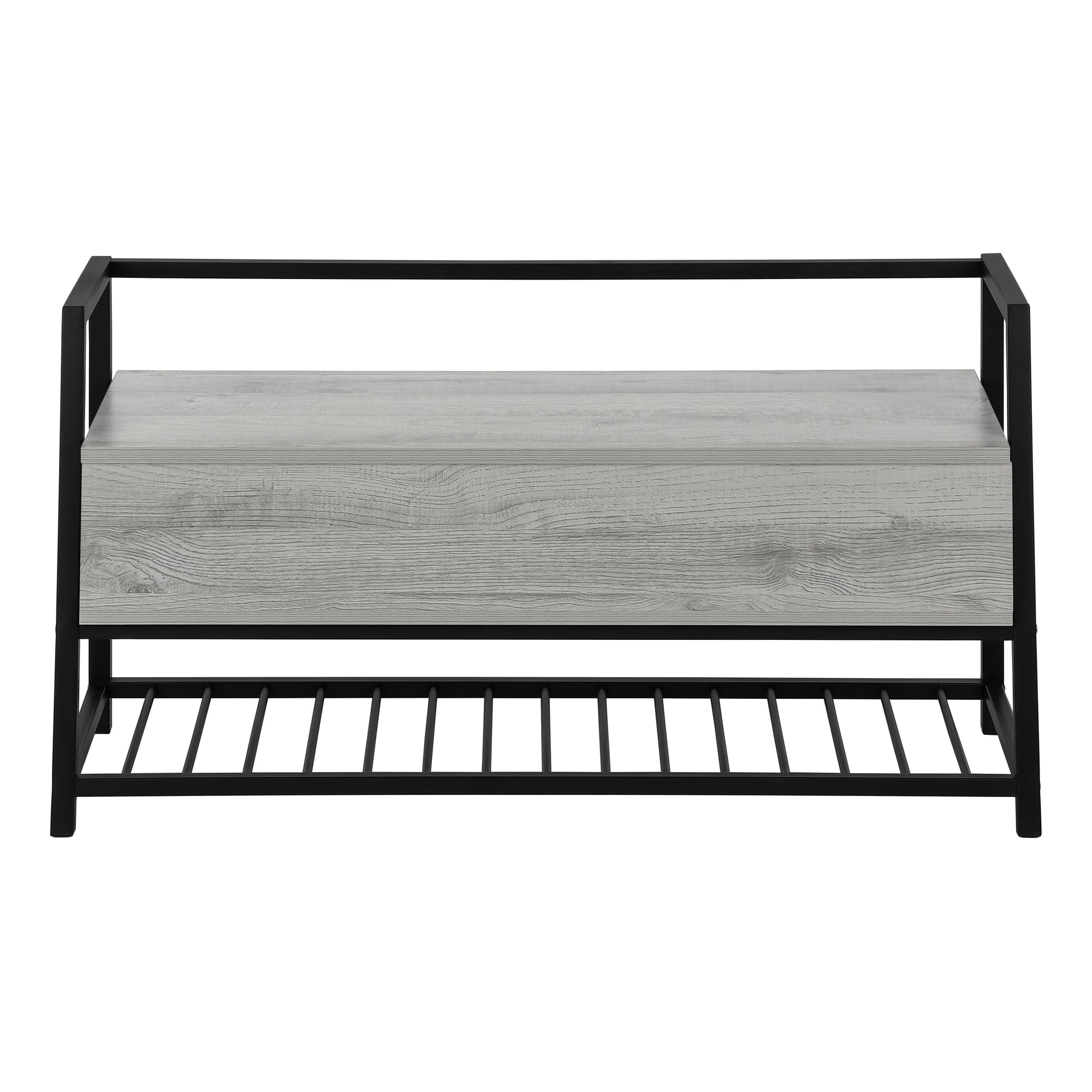 BANC - 42"L / RANGEMENT GRIS / MÉTAL NOIR