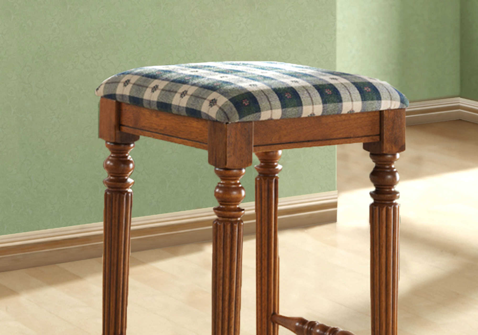 TABOURET DE BAR - 2 PIÈCES / 29"H / BOIS MASSIF CHÊNE FONCÉ