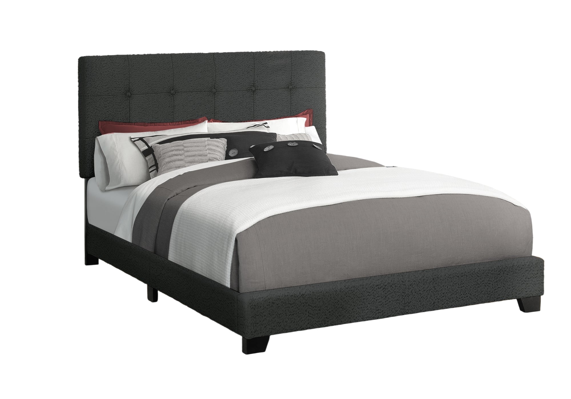 Cadre de lit Queen Size rembourré en tissu bouclé