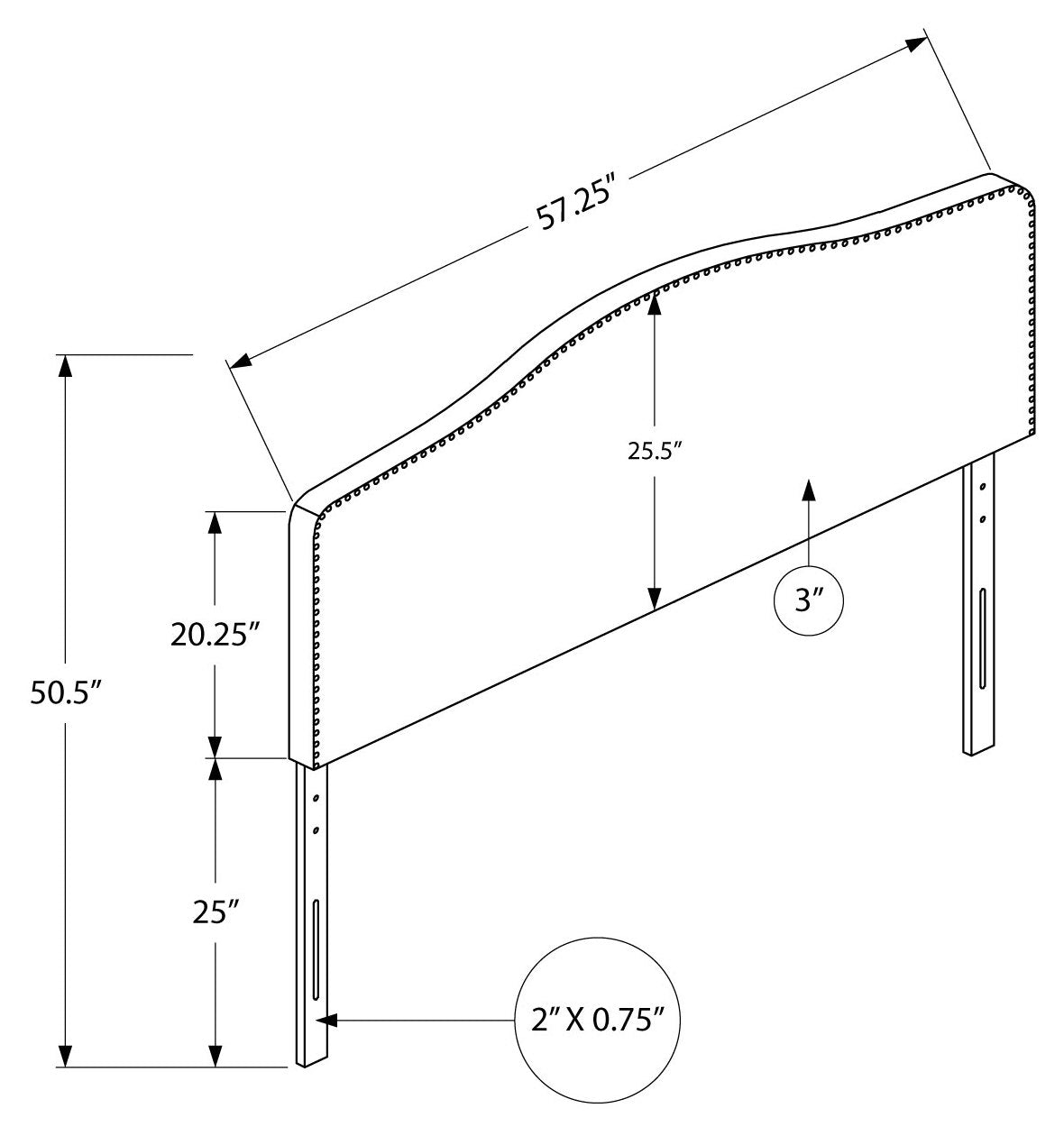 BED - FULL SIZE / BROWN LEATHER-LOOK HEADBOARD ONLY