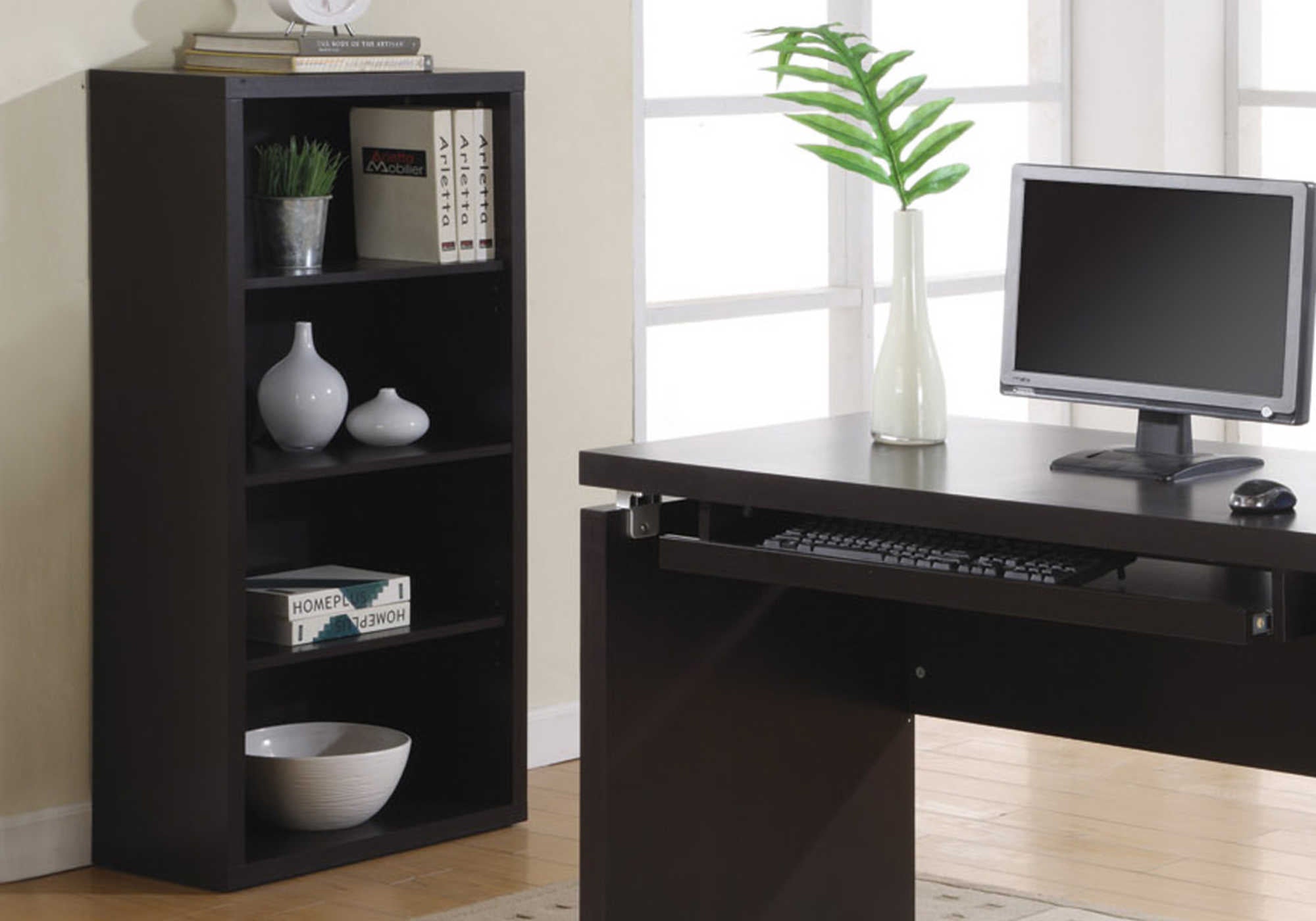 BOOKCASE - 48"H / ESPRESSO WITH ADJUSTABLE SHELVES