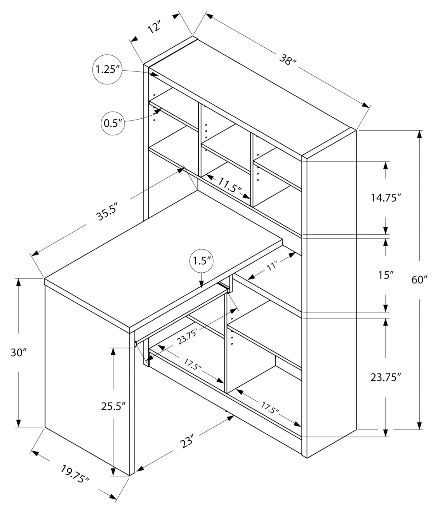 COMPUTER DESK - ESPRESSO LEFT OR RIGHT FACING CORNER