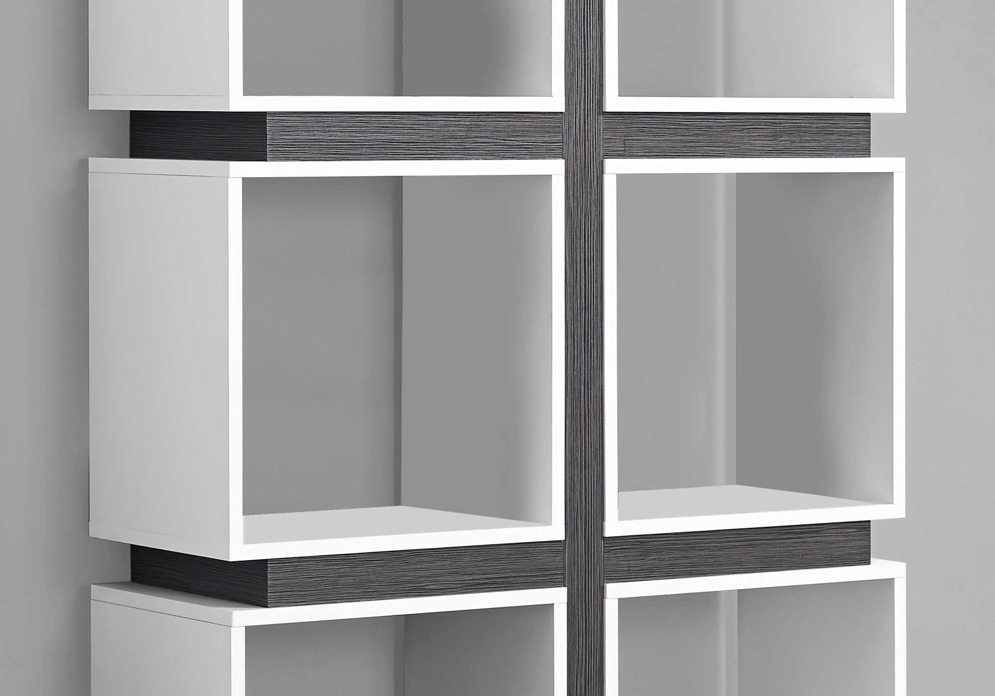 BOOKCASE - 71"H / WHITE / GREY