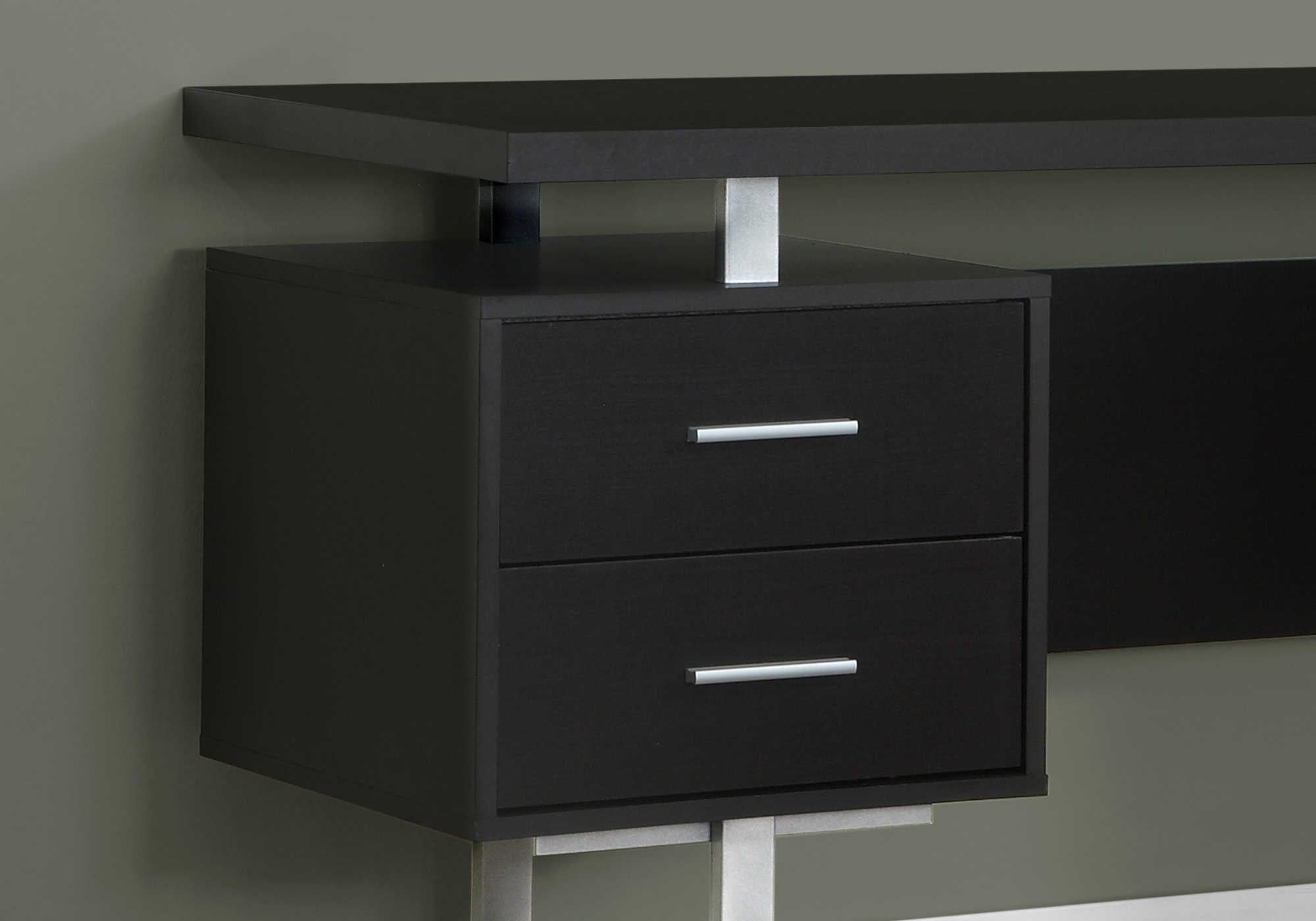 COMPUTER DESK - 60"L / ESPRESSO / SILVER METAL