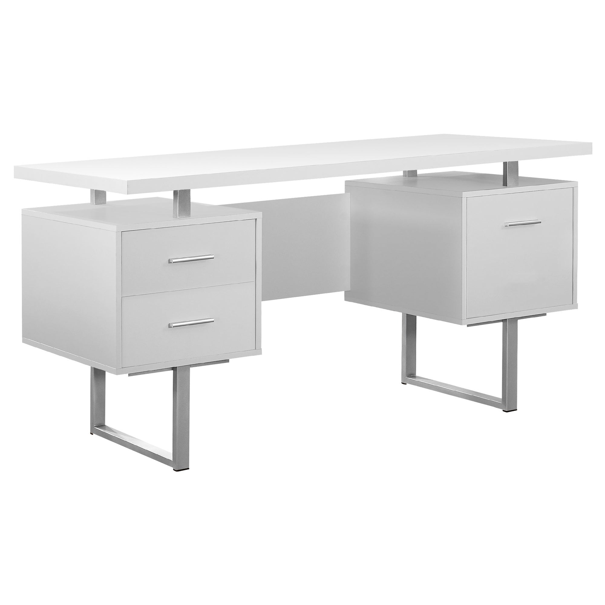 COMPUTER DESK - 60"L / ESPRESSO / SILVER METAL