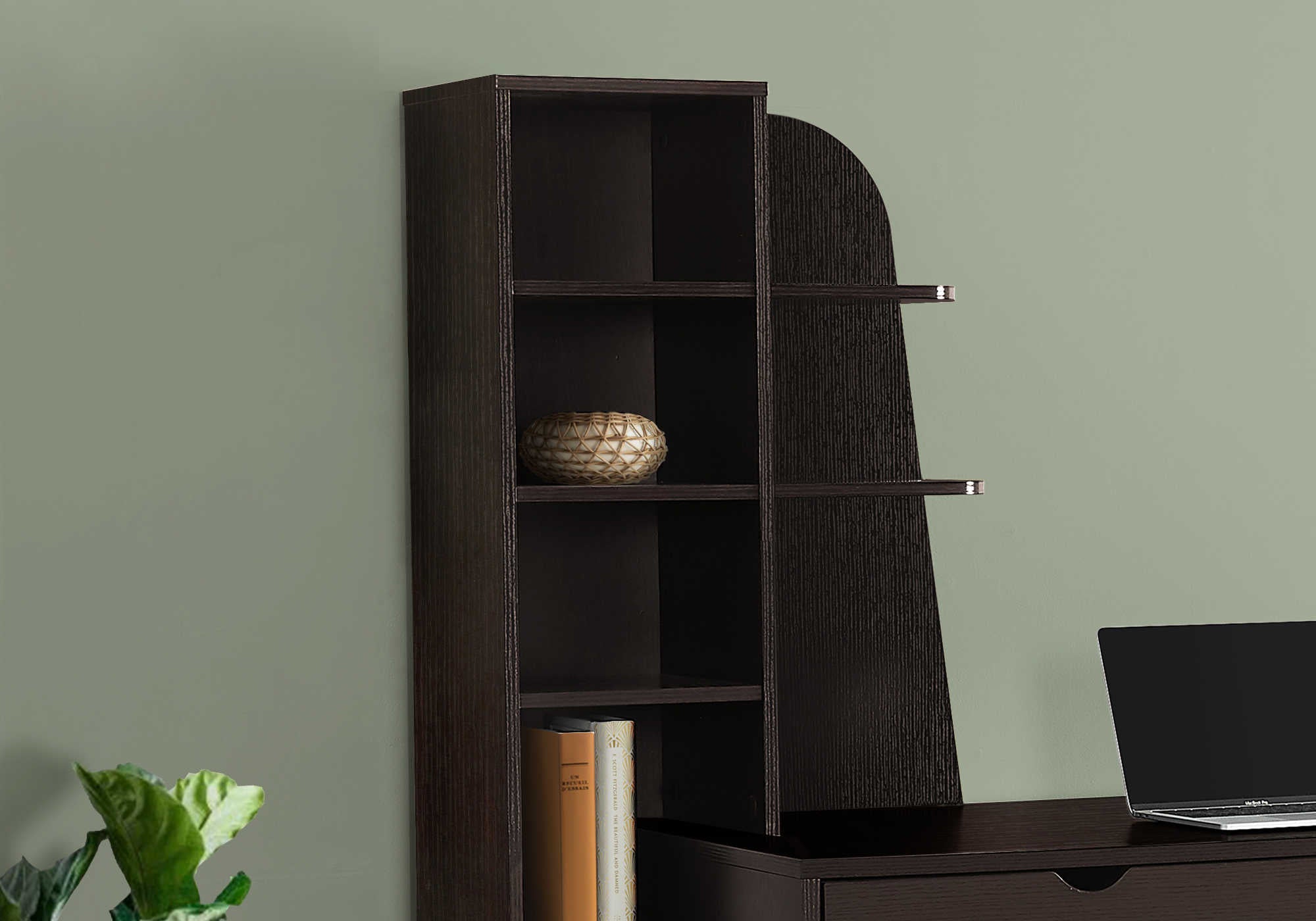 COMPUTER DESK - 55"L / ESPRESSO WITH BOOKCASE