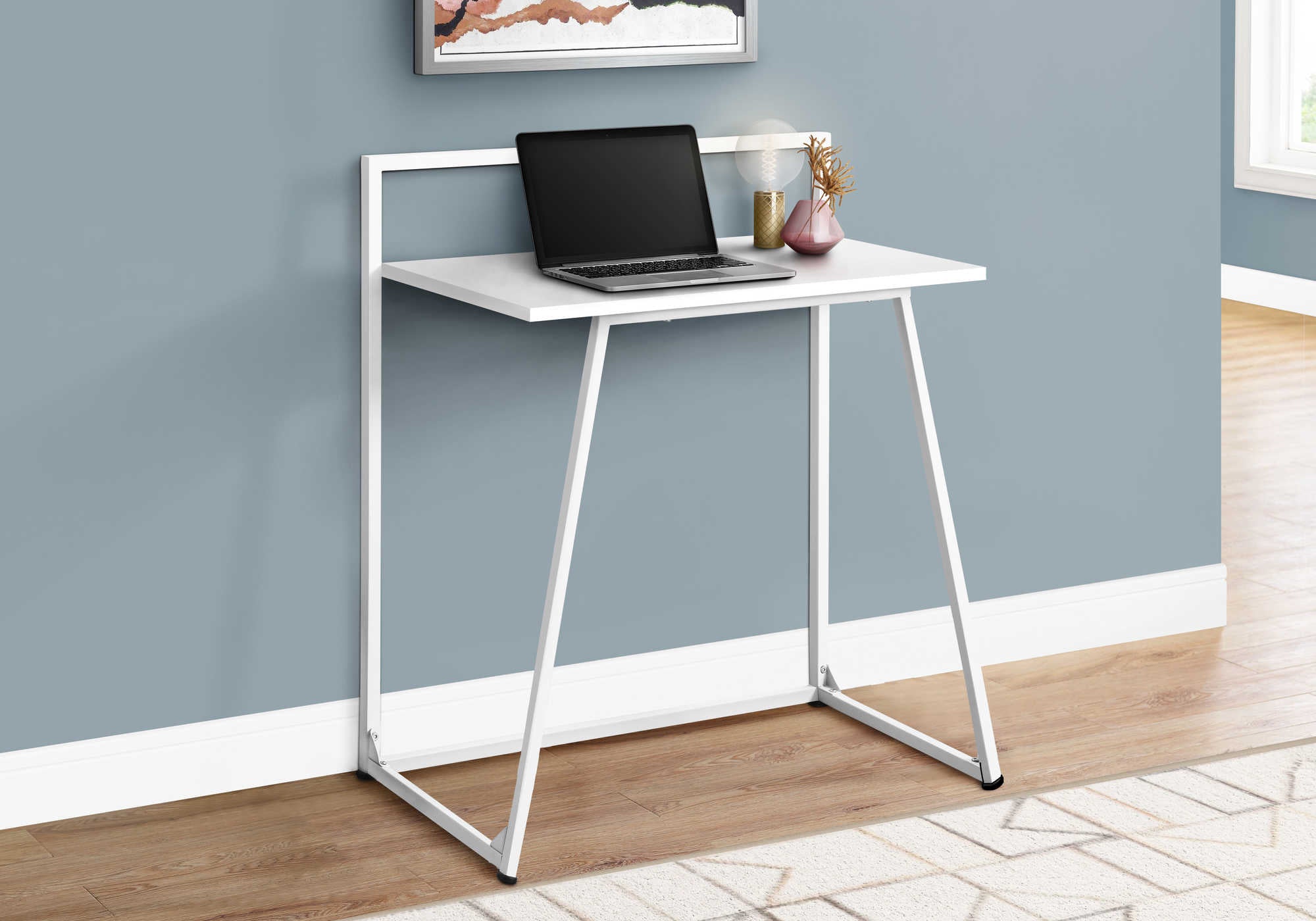BUREAU D'ORDINATEUR - 30"L / BLANC JUVÉNILE / MÉTAL BLANC