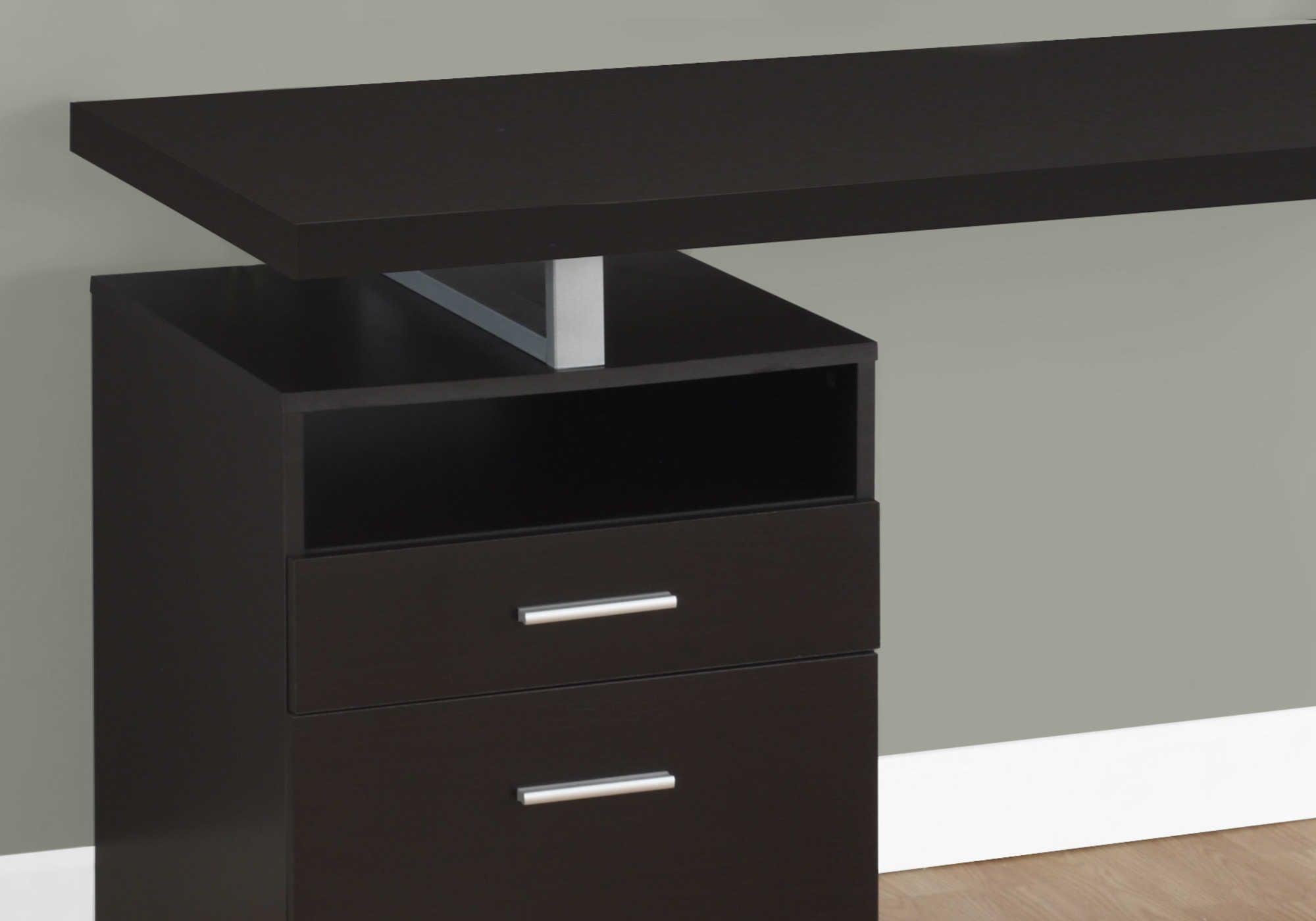 COMPUTER DESK - 60"L / ESPRESSO / SILVER METAL