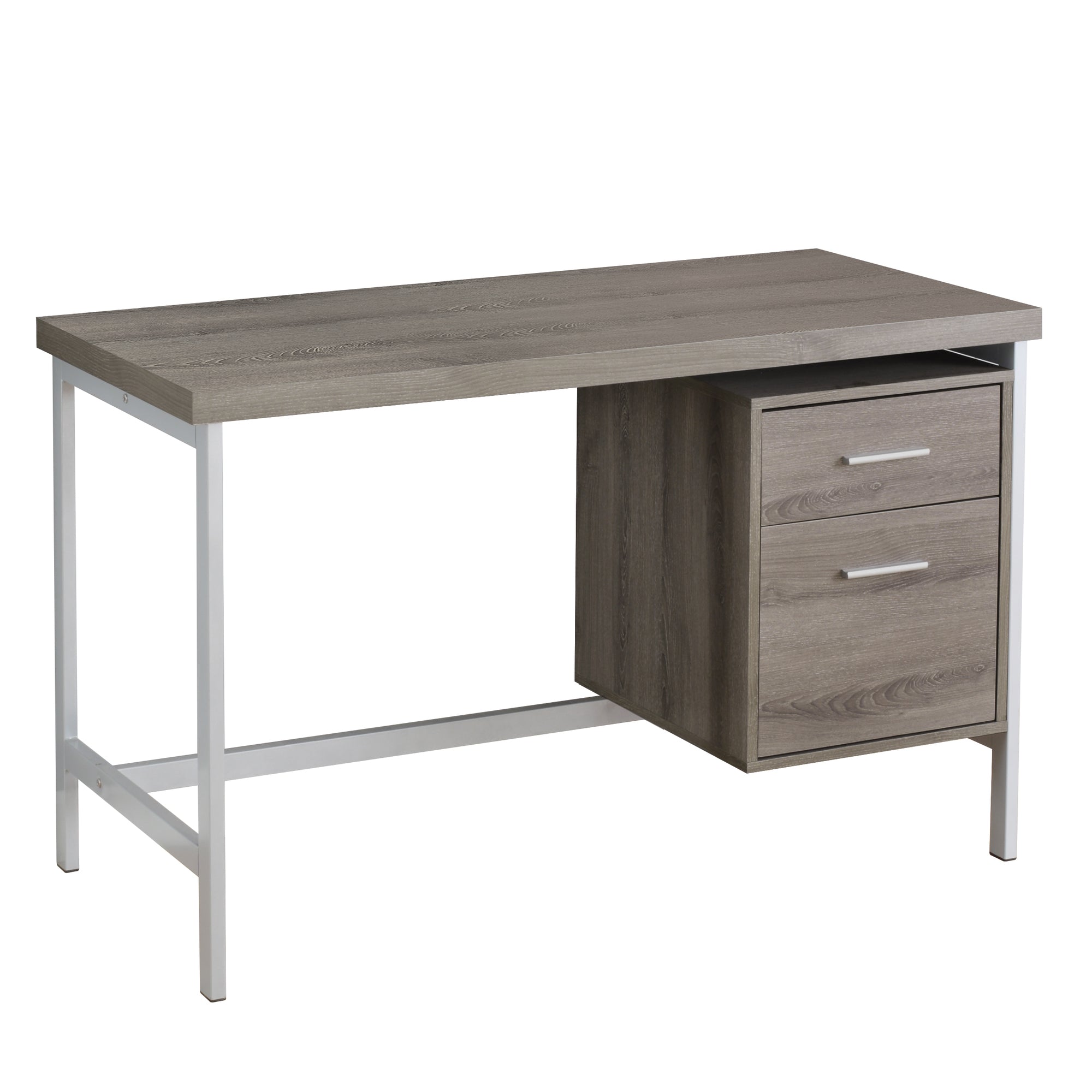BUREAU D'ORDINATEUR - 48"L / BLANC / MÉTAL ARGENTÉ