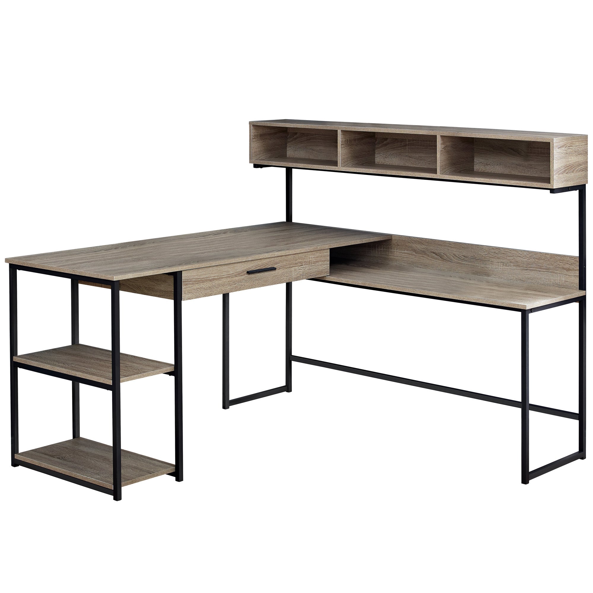 COMPUTER DESK - GREY / BLACK METAL CORNER