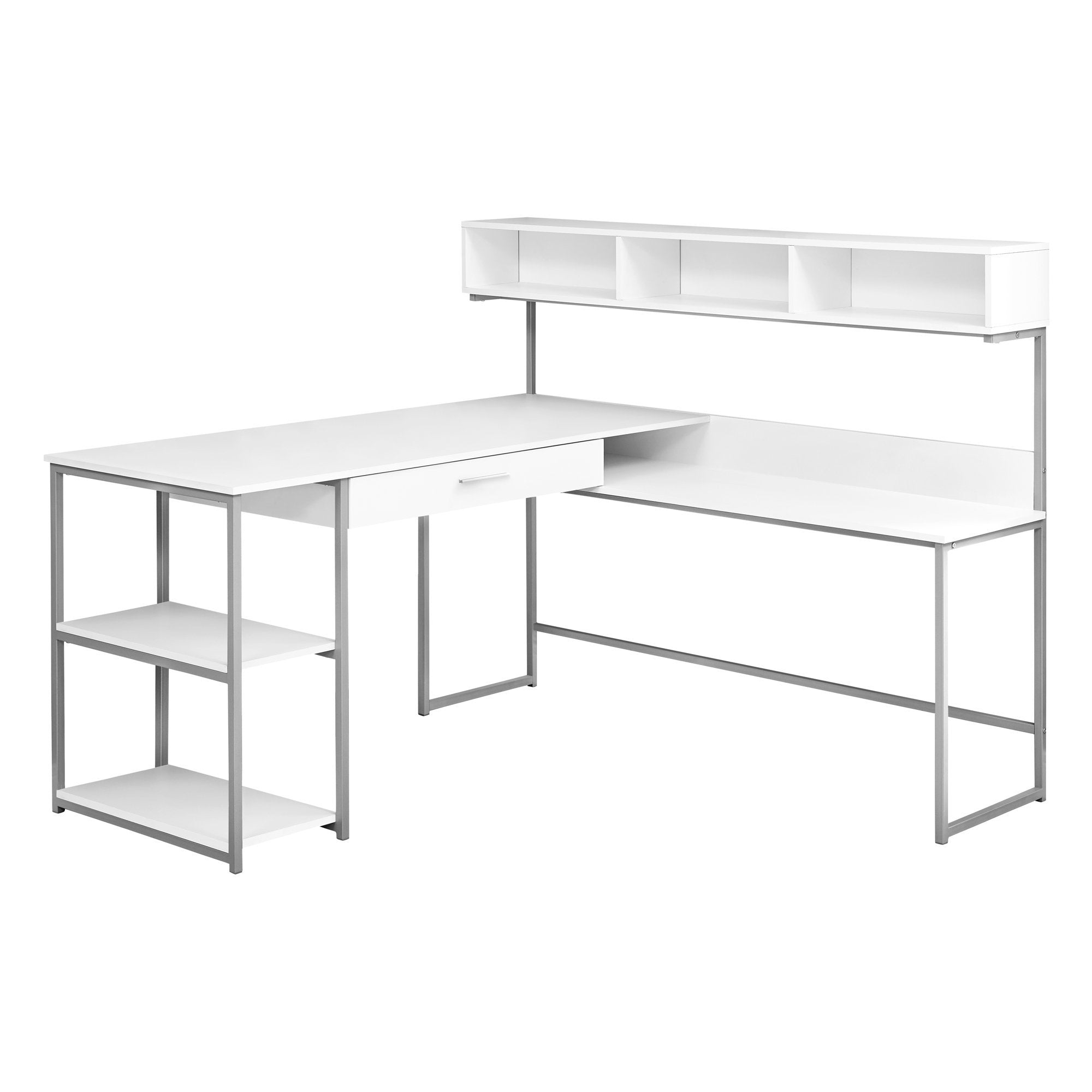COMPUTER DESK - GREY / BLACK METAL CORNER