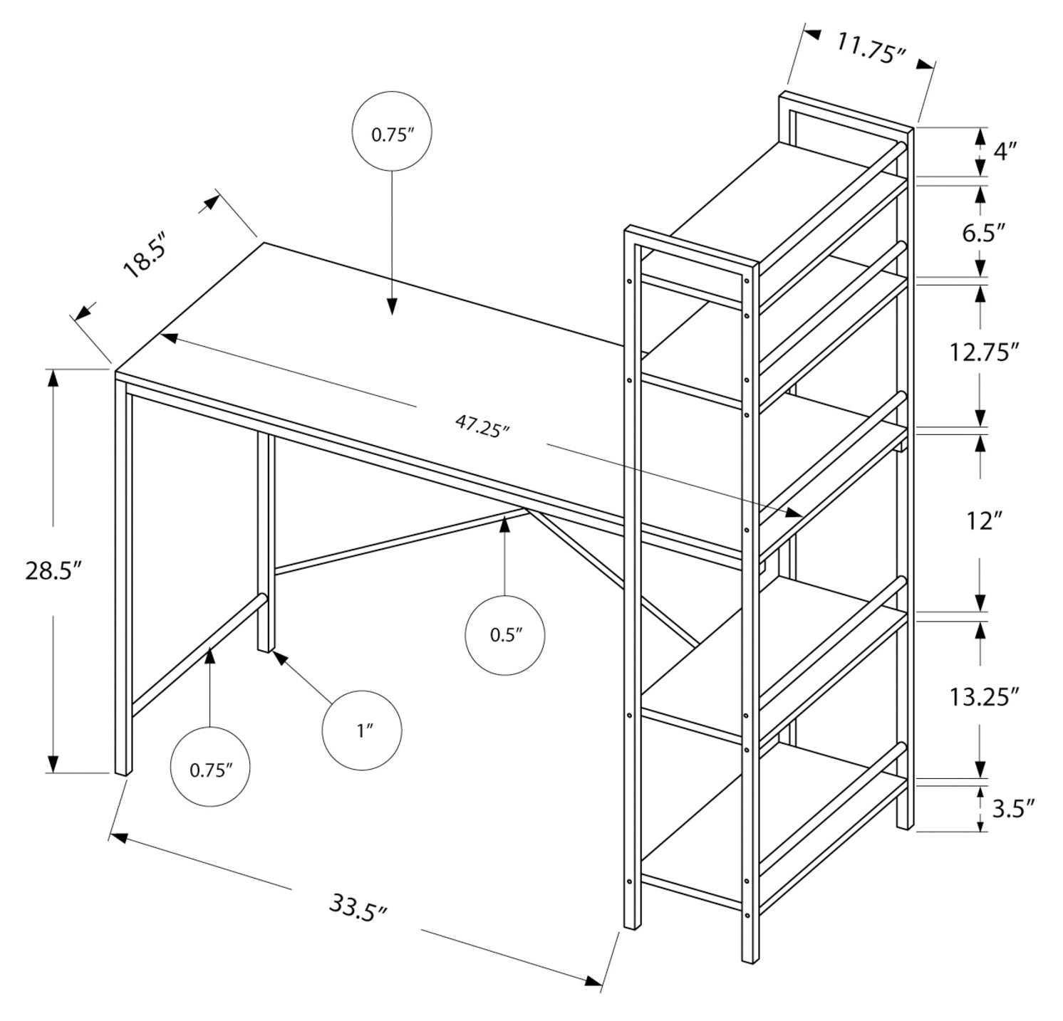COMPUTER DESK - 48"L / WHITE TOP / WHITE METAL