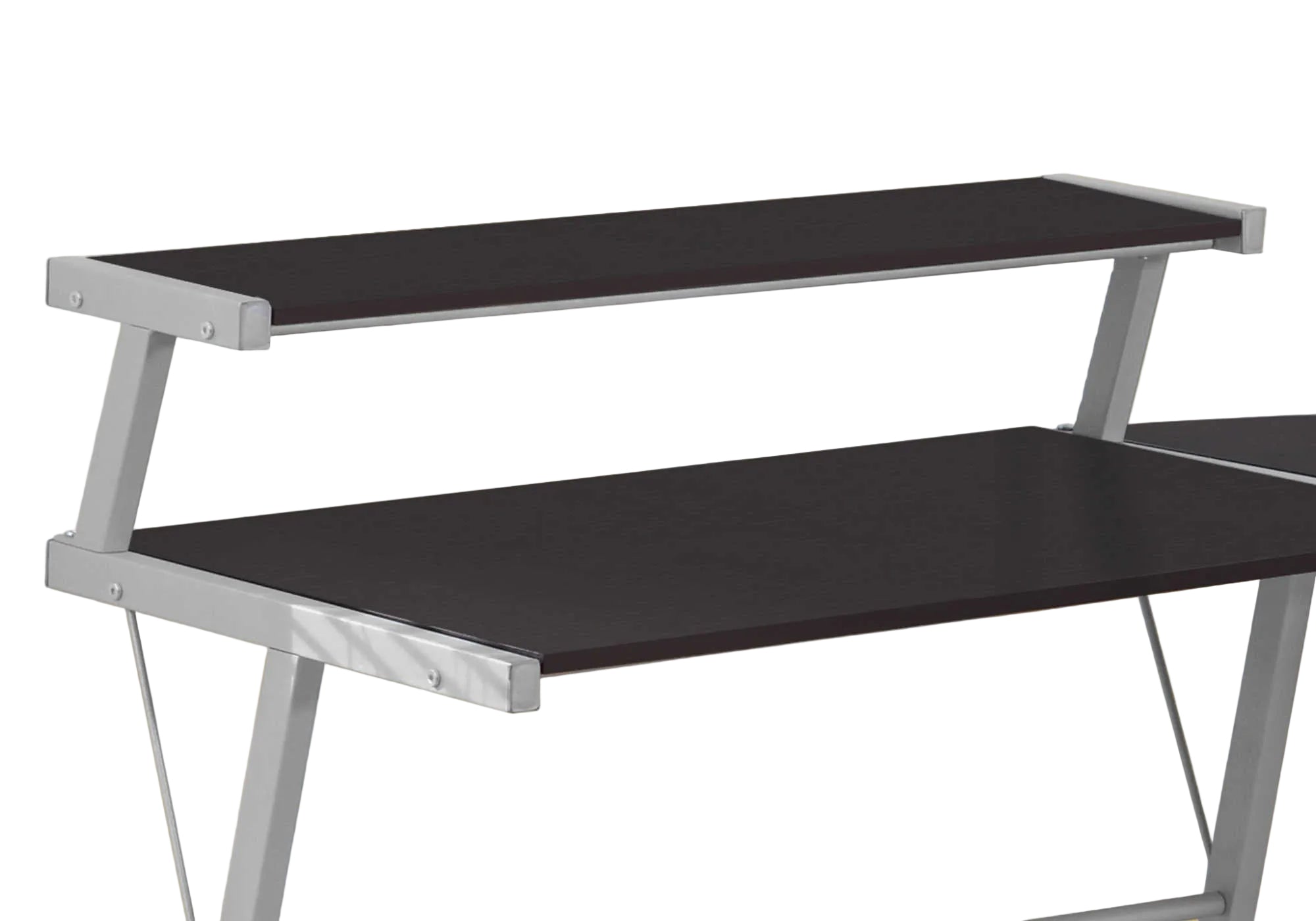 BUREAU D'ORDINATEUR - PLATEAU ESPRESSO / MÉTAL ARGENTÉ