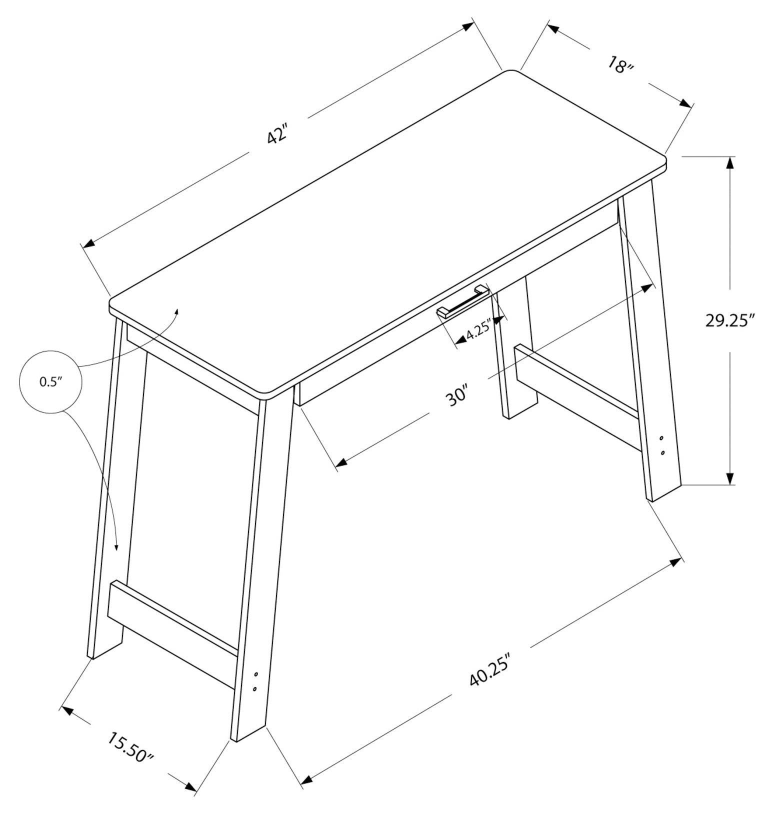 BUREAU D'ORDINATEUR - 42"L / ESPRESSO AVEC TIROIR DE RANGEMENT