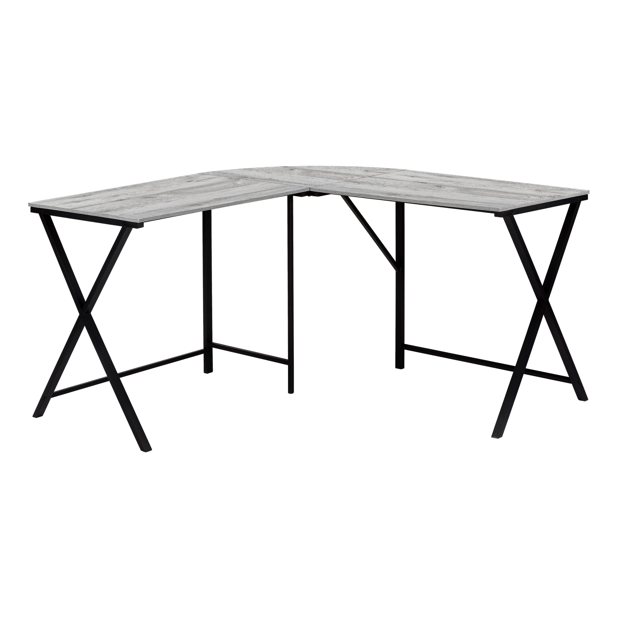 COMPUTER DESK - 55"L / WHITE TOP / BLACK METAL CORNER
