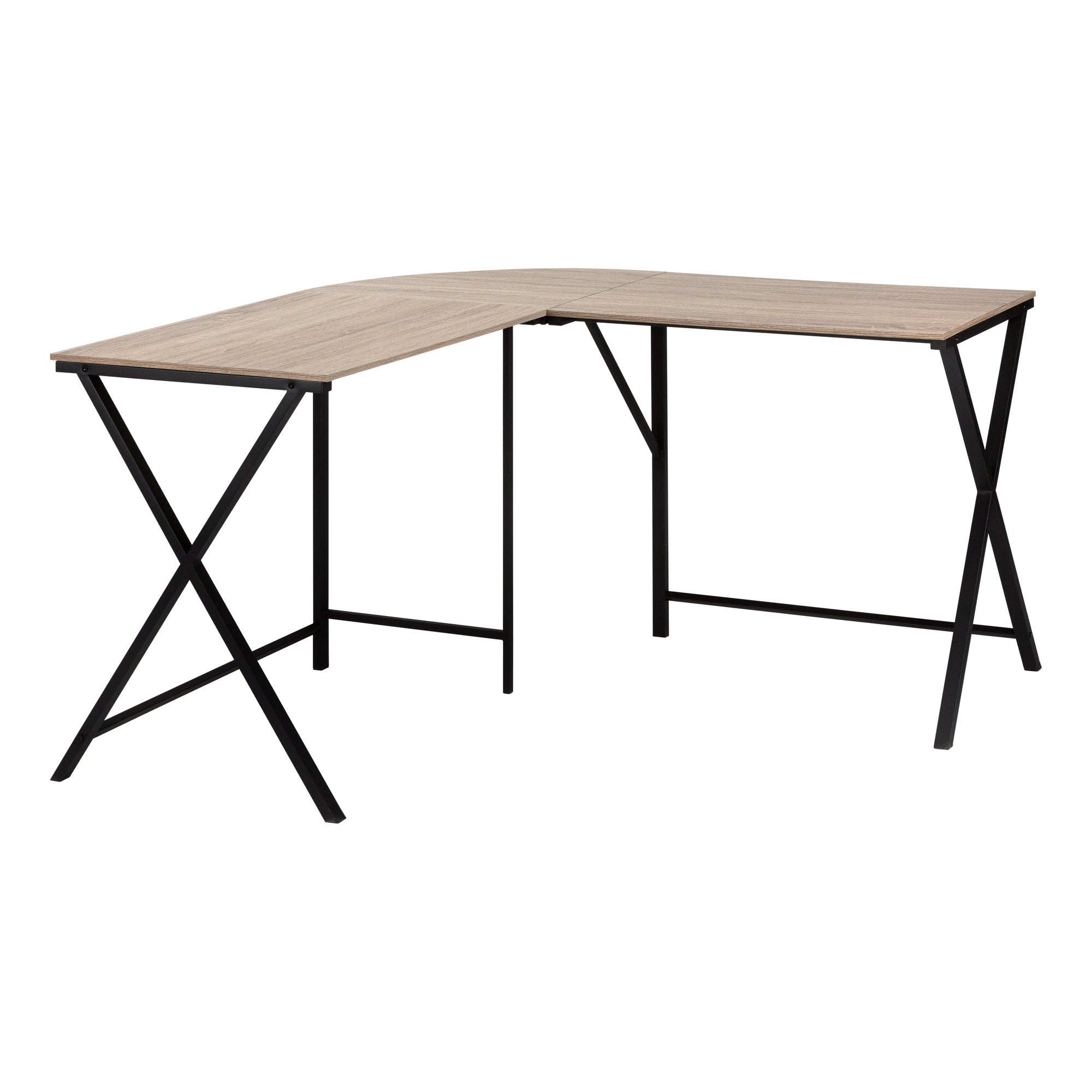 COMPUTER DESK - 55"L / WHITE TOP / BLACK METAL CORNER