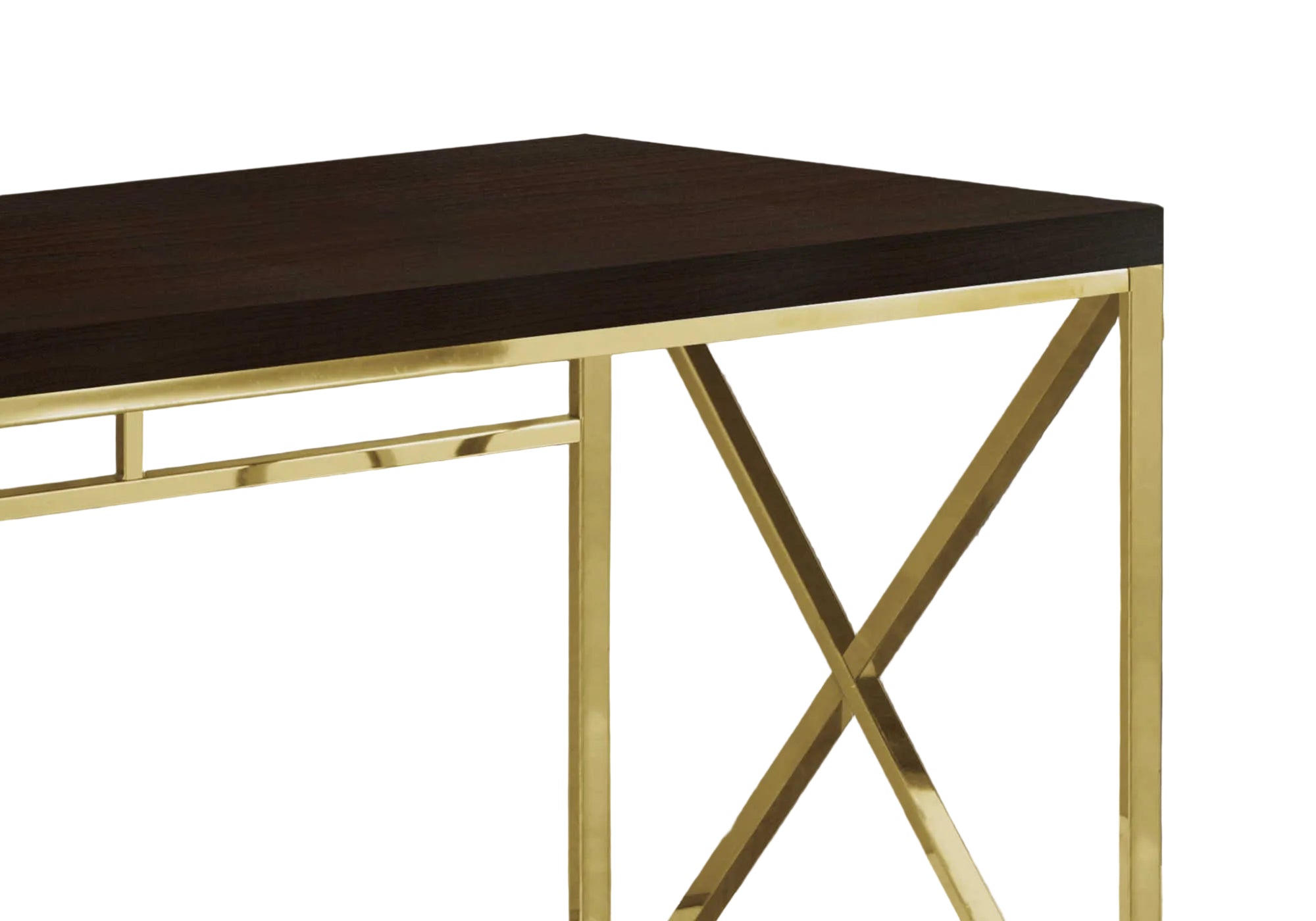 BUREAU D'ORDINATEUR - 48"L / ESPRESSO / MÉTAL DORÉ