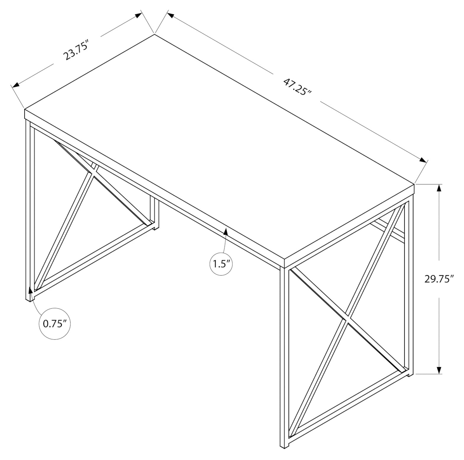COMPUTER DESK - 48"L / ESPRESSO / GOLD METAL