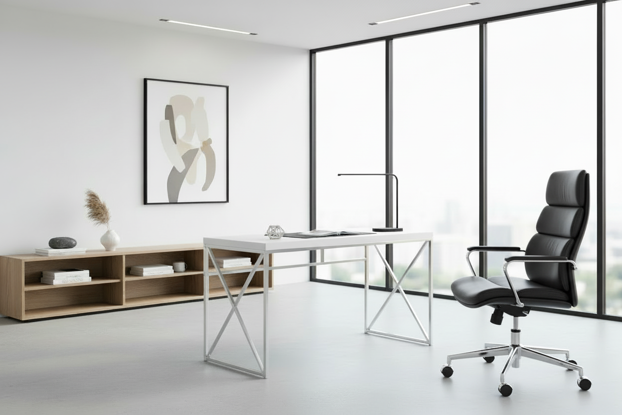 BUREAU D'ORDINATEUR - 48"L / ESPRESSO / MÉTAL DORÉ