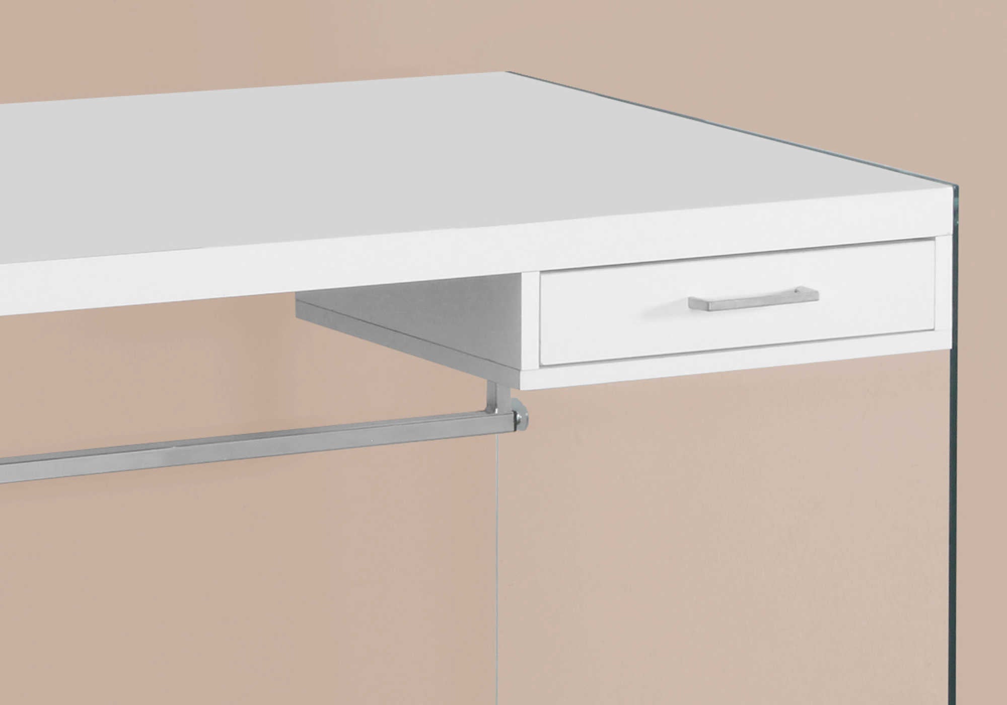COMPUTER DESK - 48"L / GLOSSY WHITE / TEMPERED GLASS