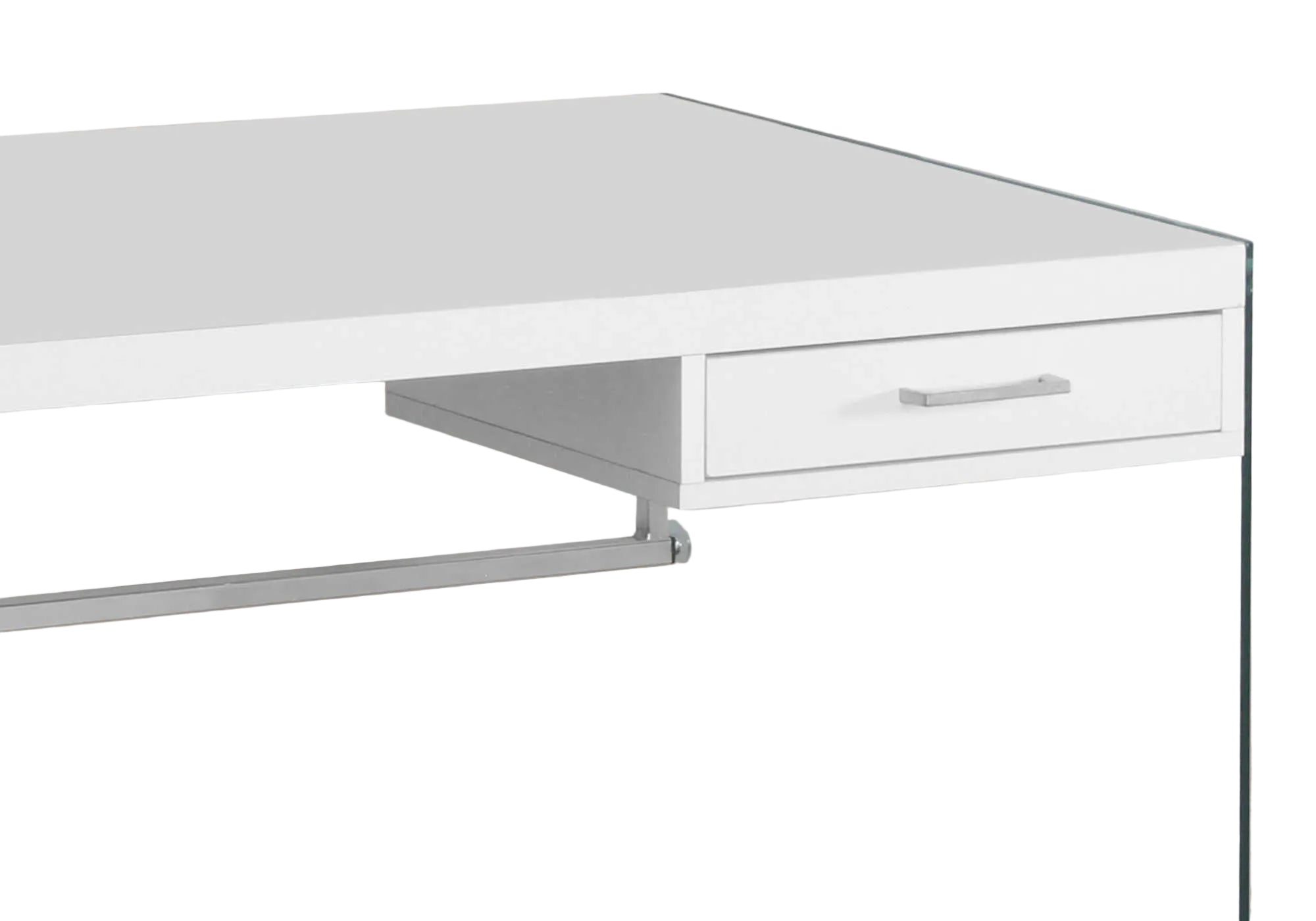 BUREAU D'ORDINATEUR - 48"L / BLANC BRILLANT / VERRE TREMPÉ