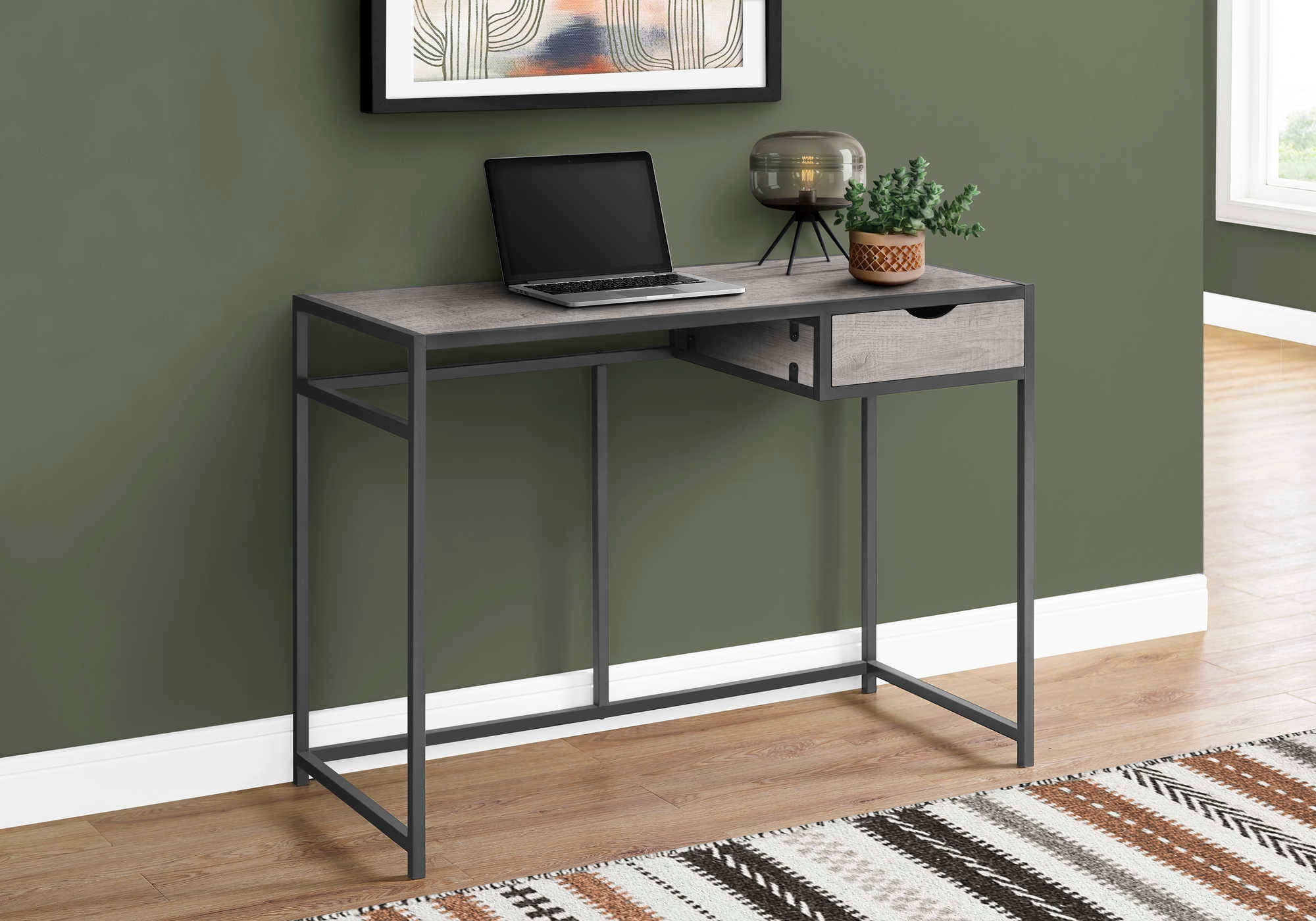 COMPUTER DESK - 42"L / GREY / DARK GREY METAL