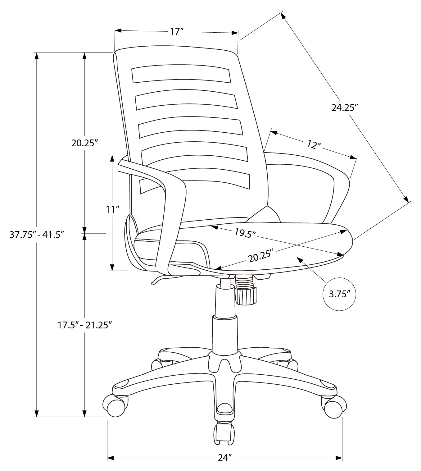 OFFICE CHAIR - BLACK / BLACK MESH / MULTI POSITION