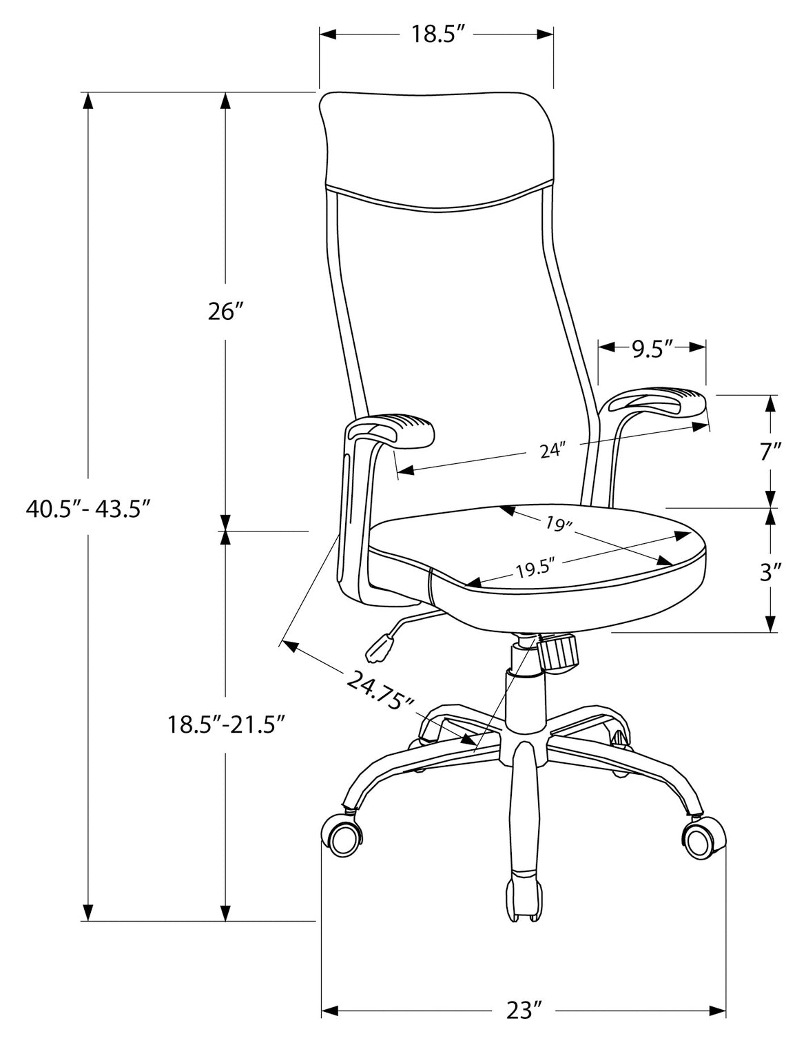 OFFICE CHAIR - BLACK / BLACK FABRIC / MULTI POSITION
