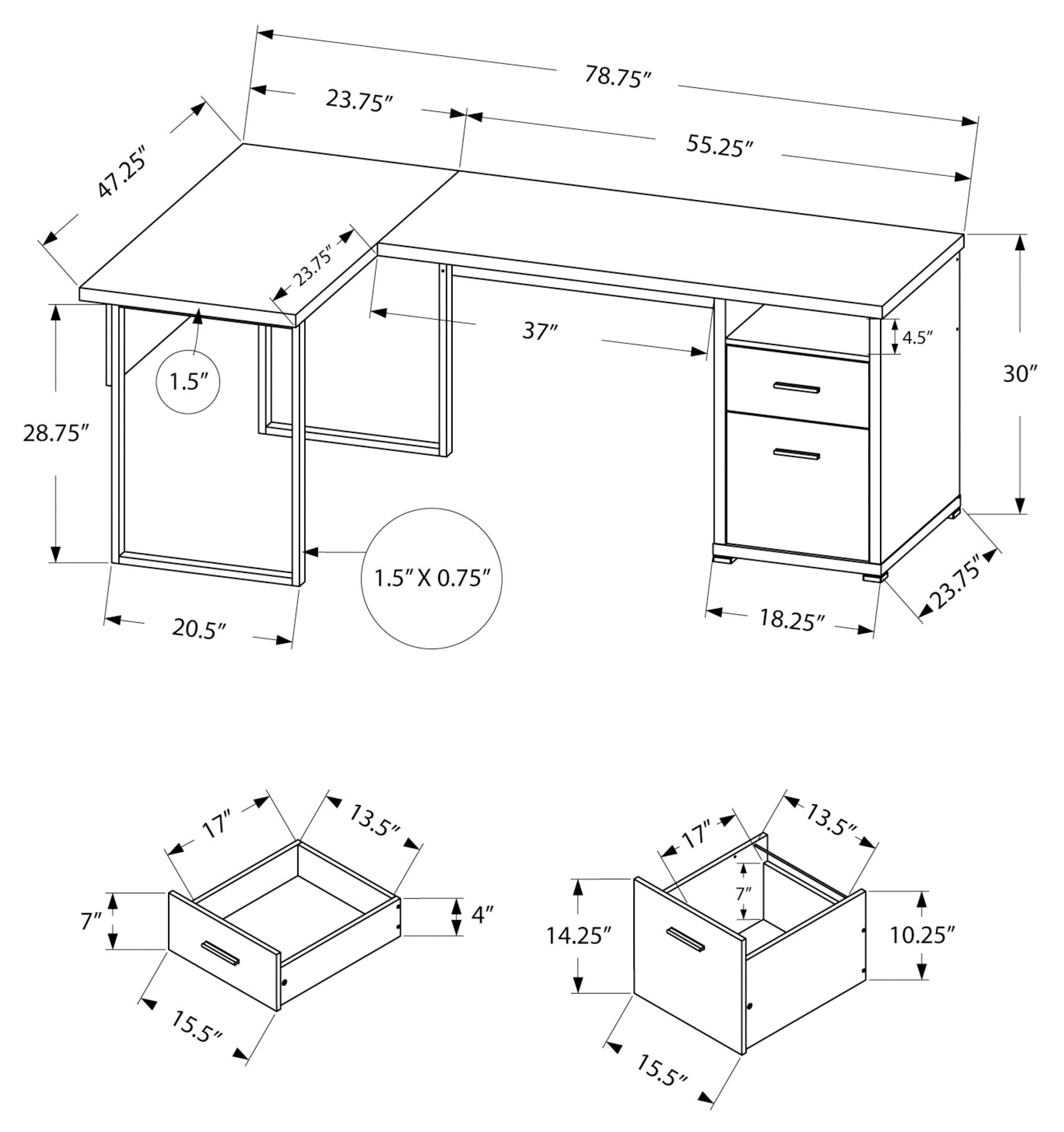 COMPUTER DESK - 42"L / BLACK / BLACK METAL