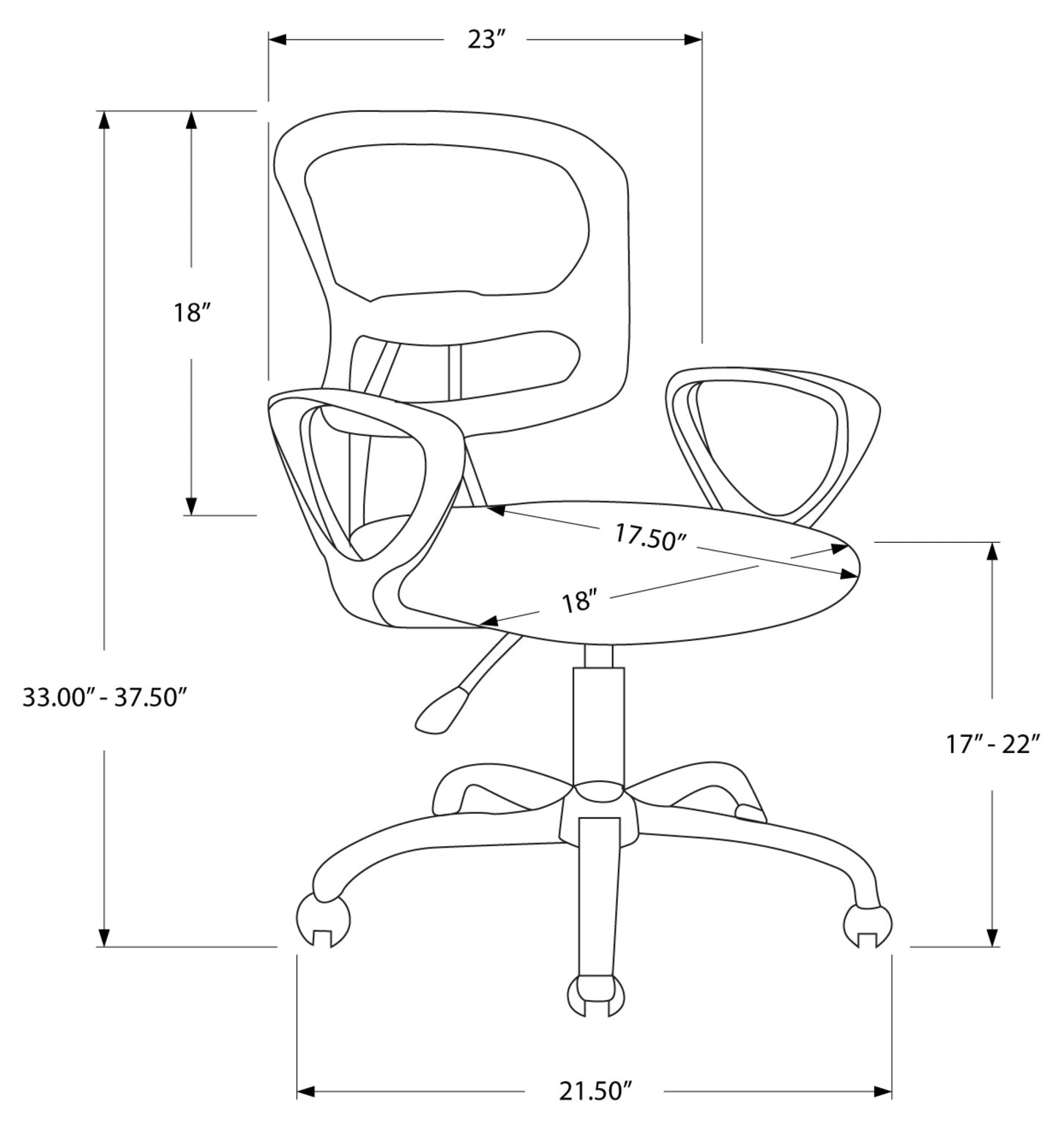OFFICE CHAIR - BLACK MESH JUVENILE / MULTI-POSITION