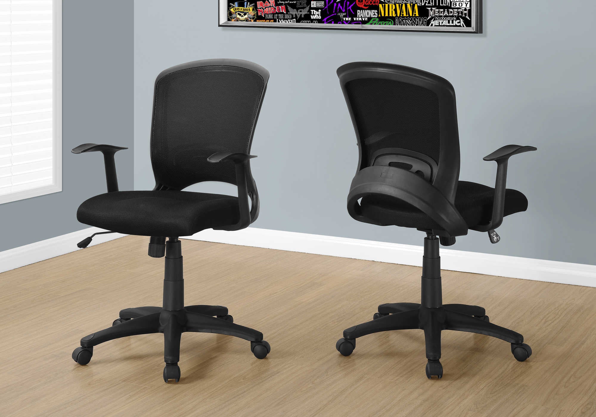 OFFICE CHAIR - BLACK MESH MID-BACK / MULTI-POSITION