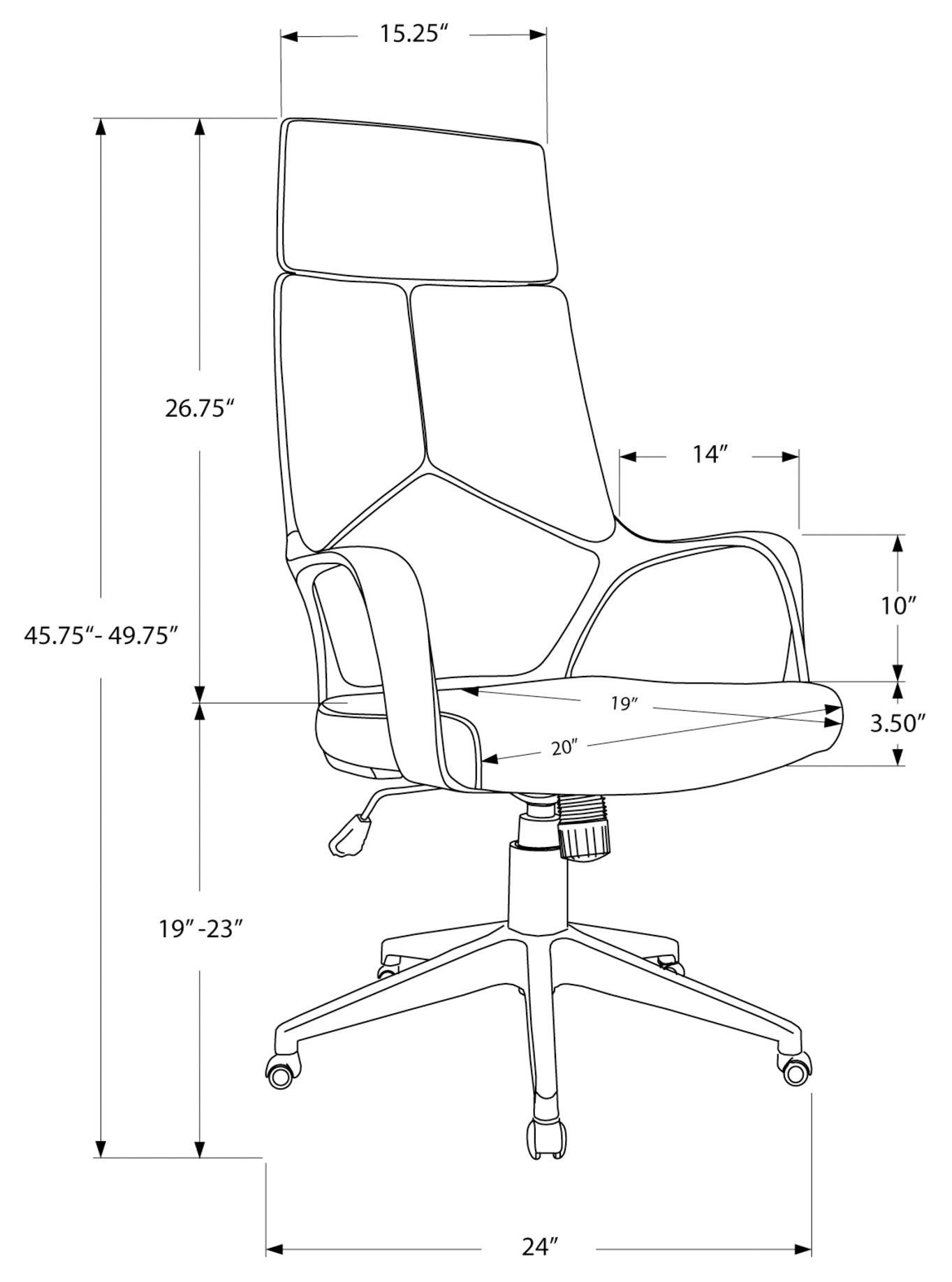 OFFICE CHAIR - WHITE / GREY FABRIC / HIGH BACK EXECUTIVE