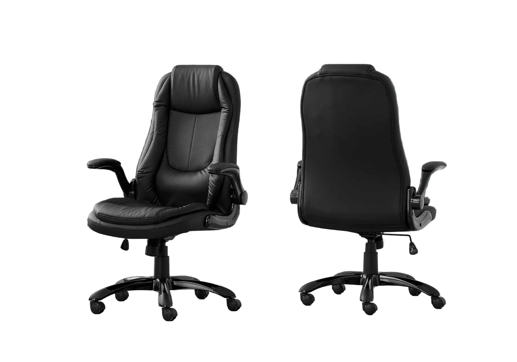 CHAISE DE BUREAU - SIMILI CUIR NOIR / DOSSIER HAUT EXECUTIVE