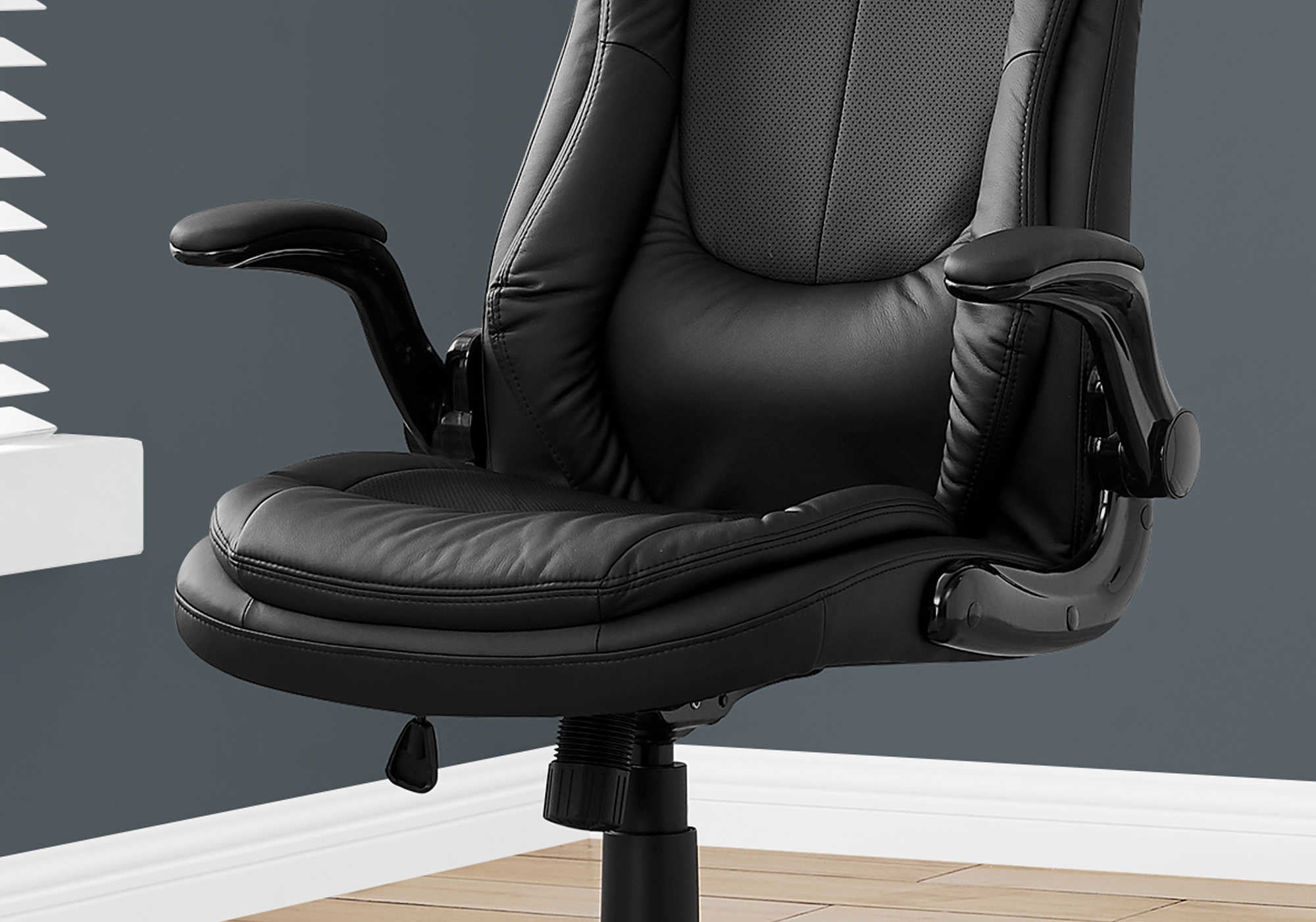 OFFICE CHAIR - BLACK LEATHER-LOOK / HIGH BACK EXECUTIVE