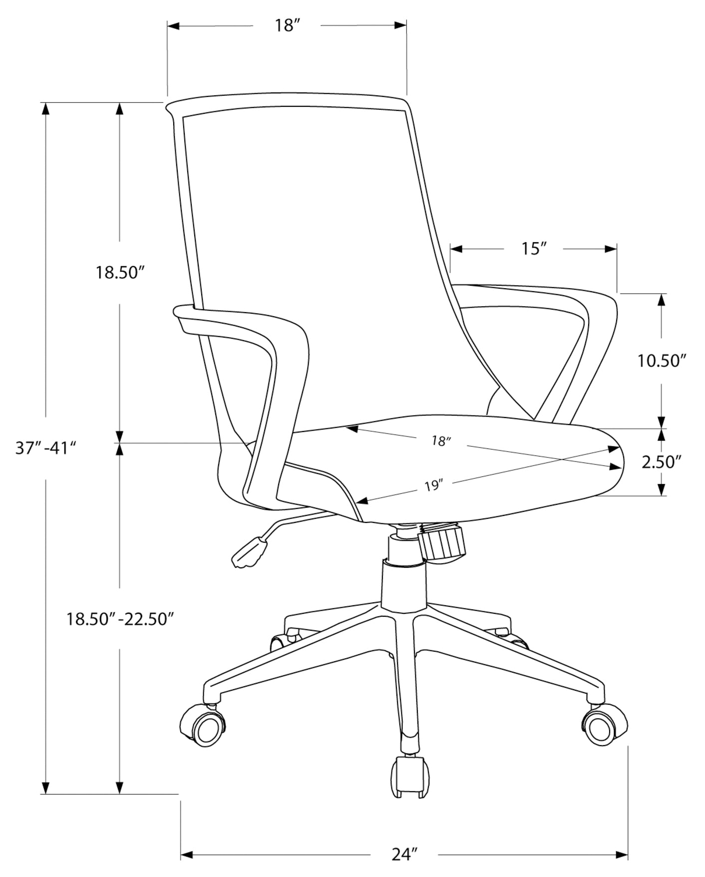 CHAISE DE BUREAU - BLANC / MAILLE GRISE / MULTI-POSITIONS