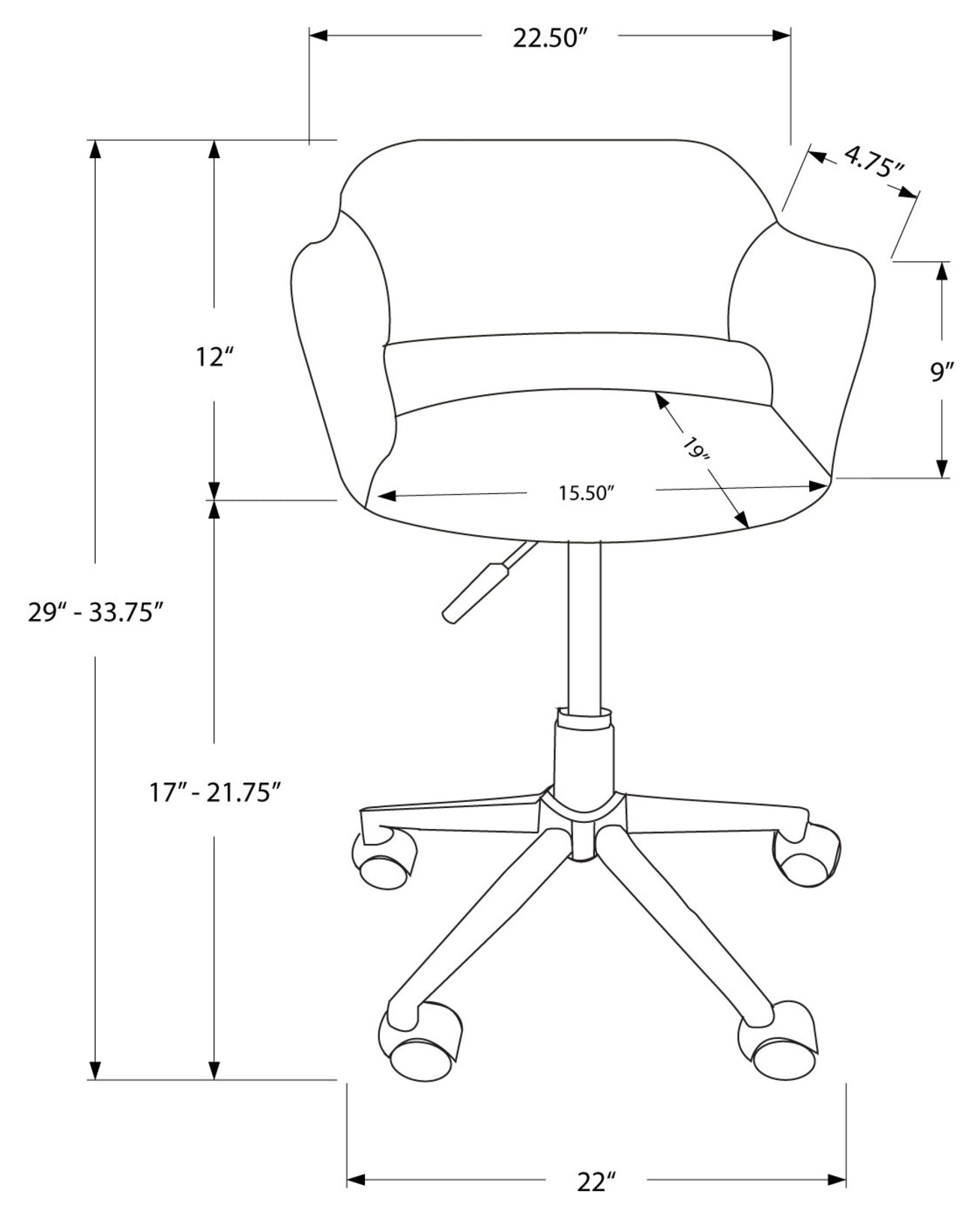 CHAISE DE BUREAU - BASE LEVE-PIED HYDRAULIQUE EN MÉTAL BLANC / CHROMÉ