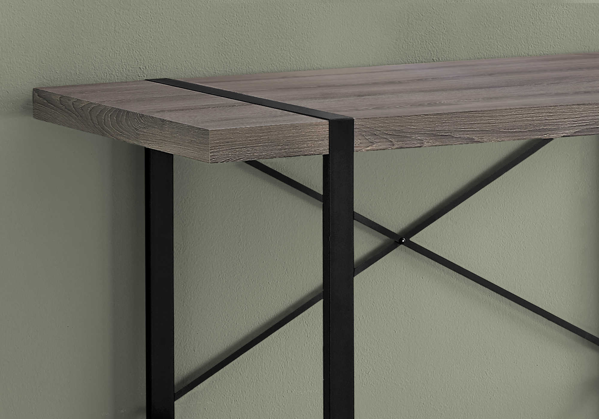COMPUTER DESK - 48"L / DARK TAUPE / BLACK METAL