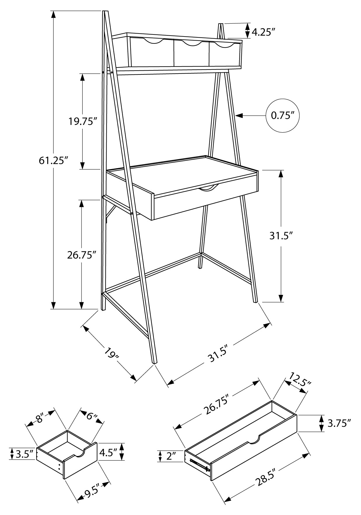 COMPUTER DESK - 32"L / BLACK / BLACK METAL