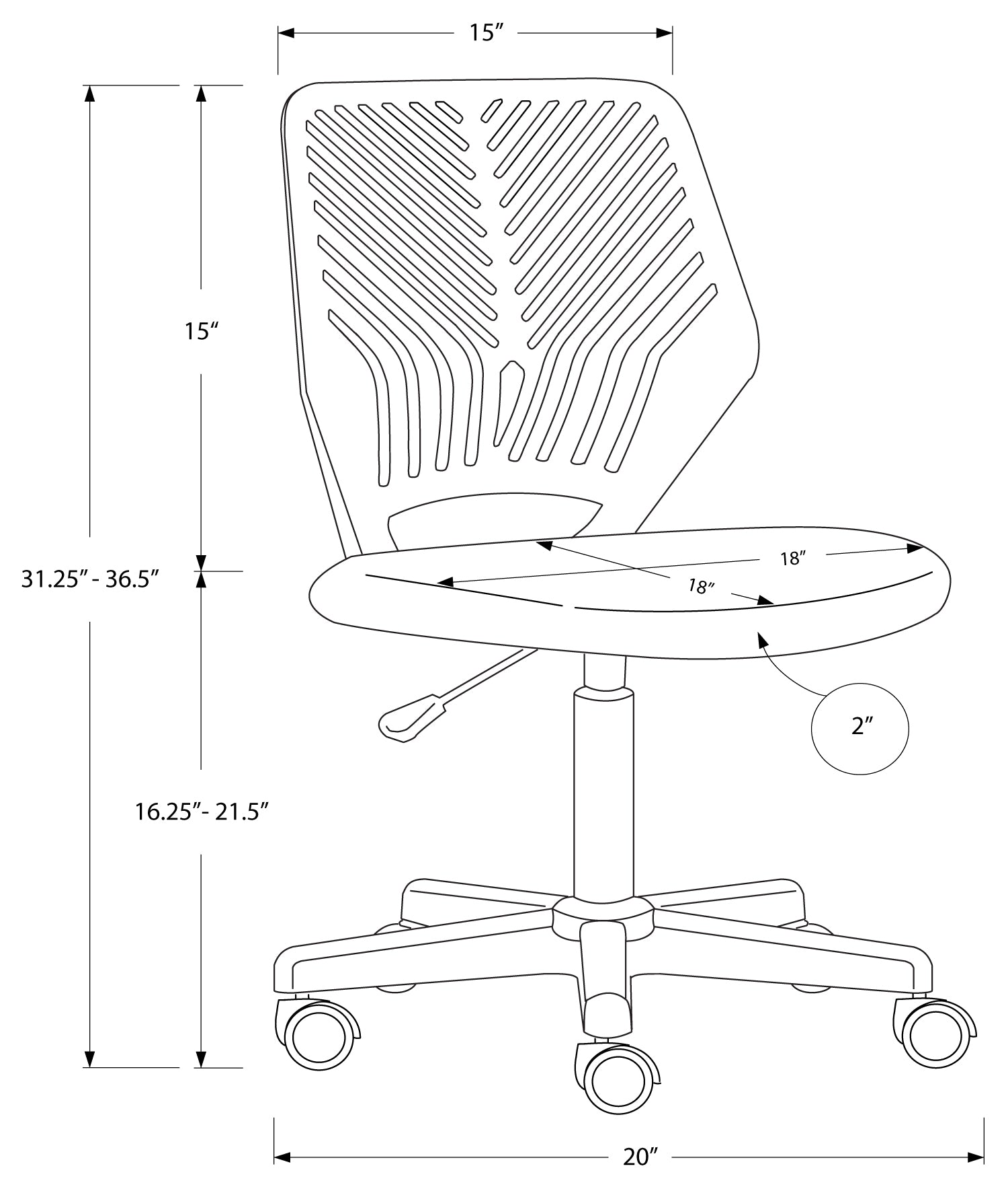 OFFICE CHAIR - BLACK JUVENILE / BLACK BASE ON CASTORS