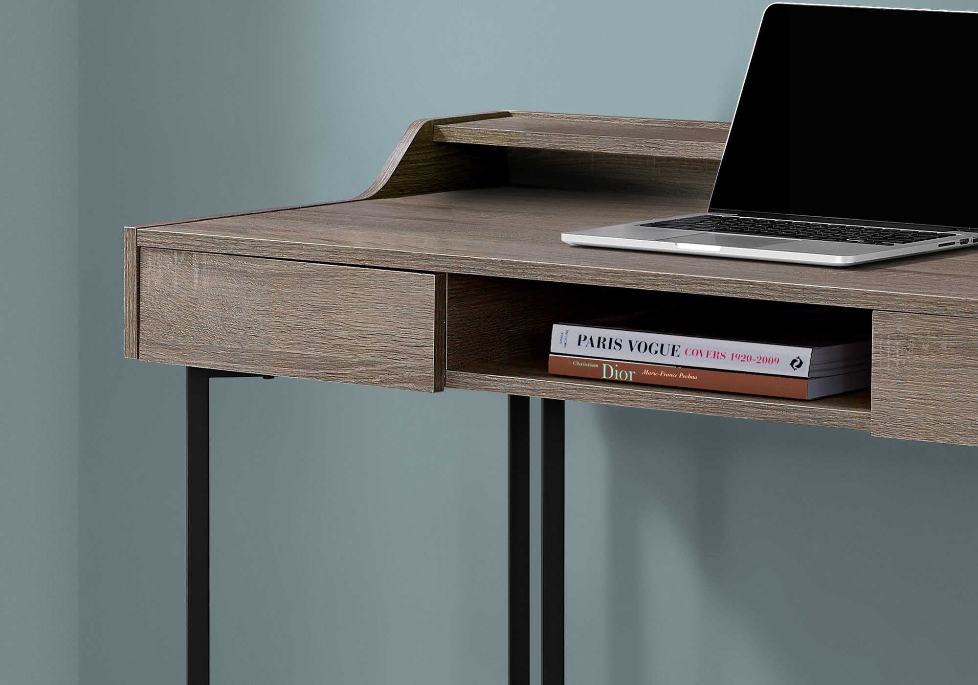 COMPUTER DESK - 48"L / DARK TAUPE / BLACK METAL