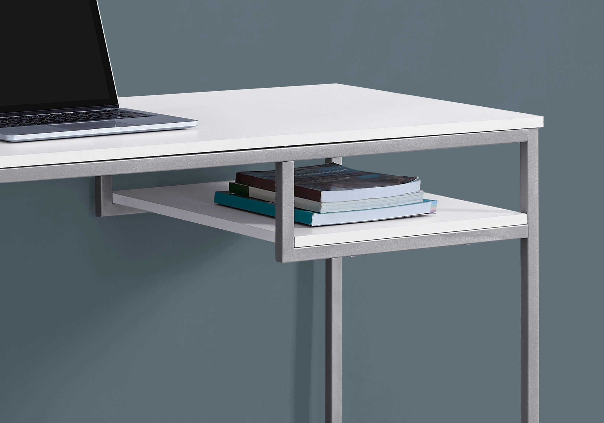 COMPUTER DESK - 48"L / WHITE / SILVER METAL