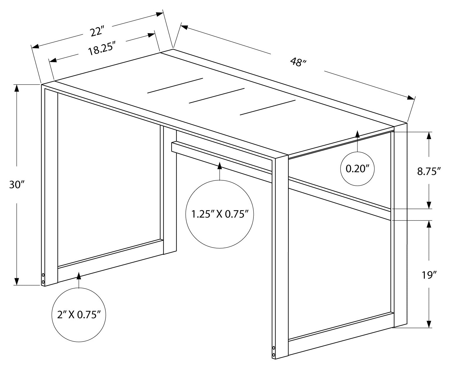 COMPUTER DESK - 48"L / BLACK METAL / BLACK TEMPERED GLASS