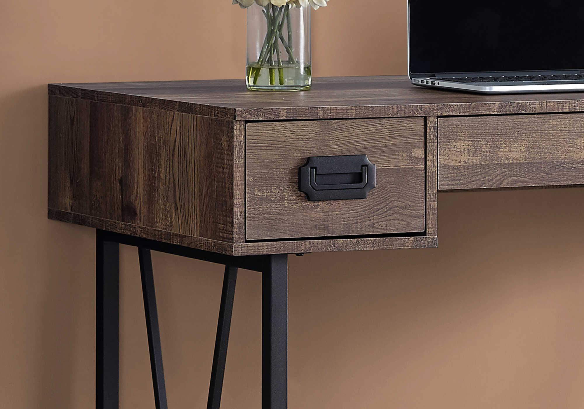 COMPUTER DESK - 48"L / BROWN RECLAIMED WOOD / BLACK METAL